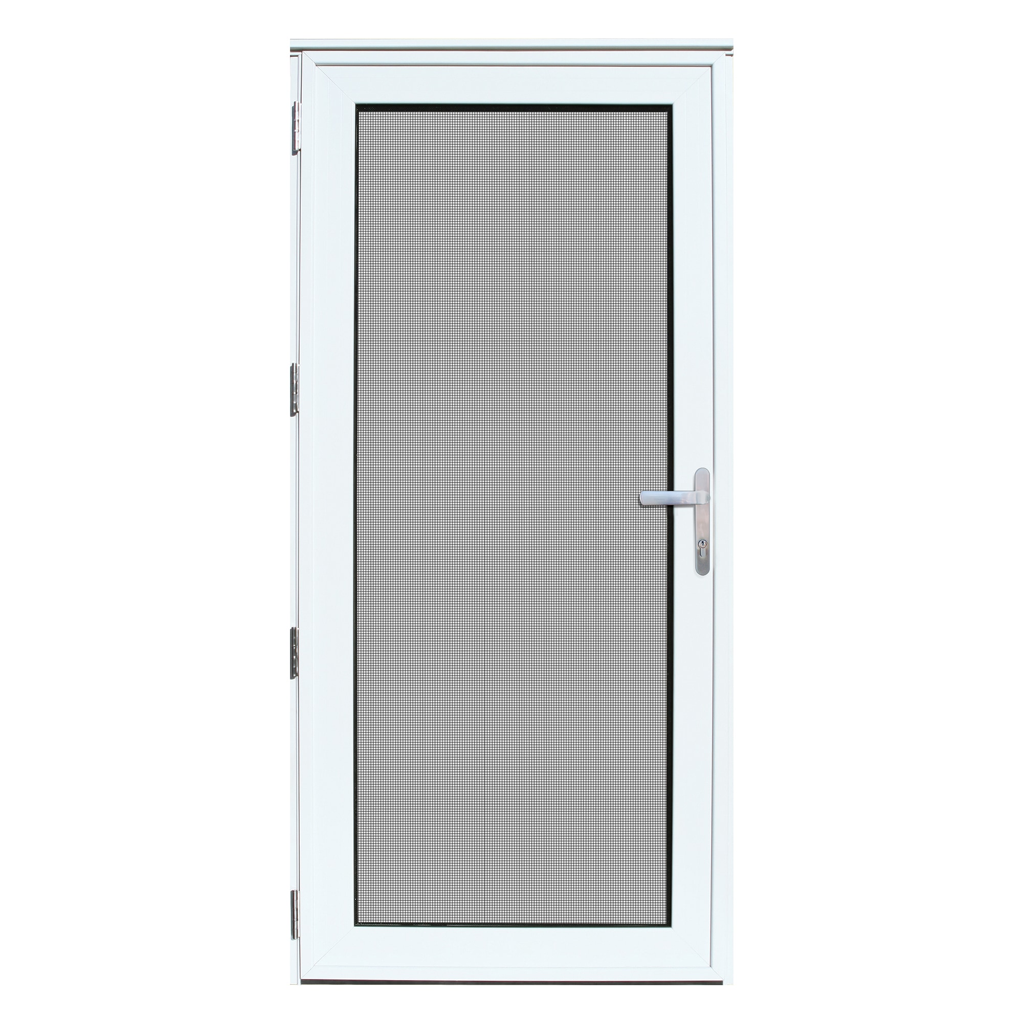 White / 32 x 80 / Left-hand Outswing Recessed Mount Ultimate Security Storm Door with Meshtec Screen 0