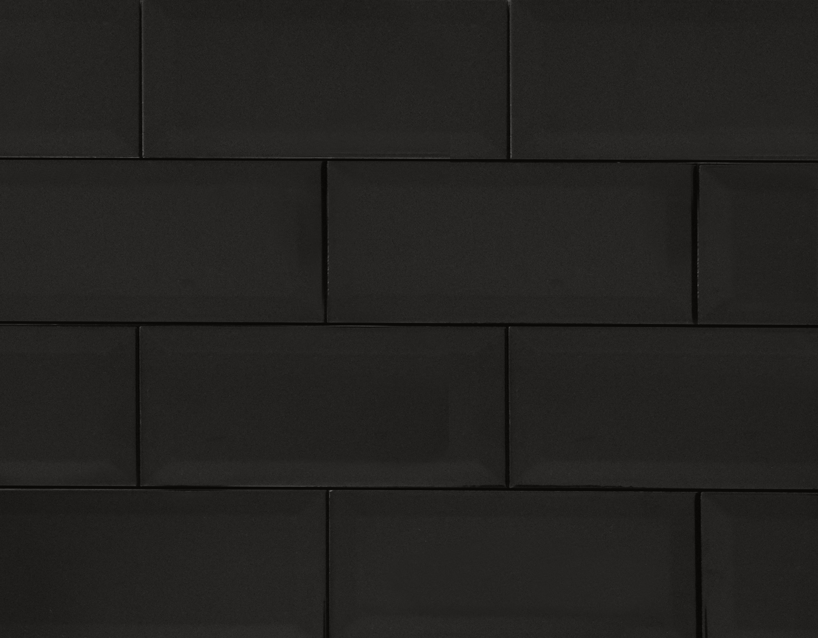 4" x 8" / Glazed / Black Subway Tile / Metro Tile - Beveled 0