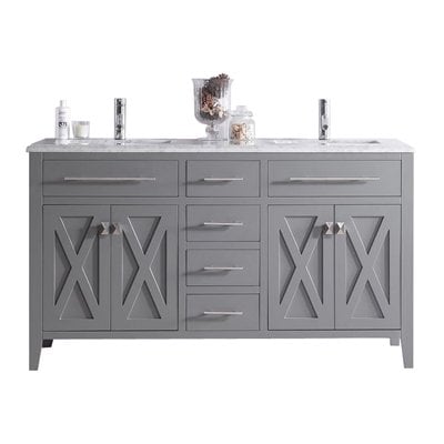 Contemporary/Modern / 60" / Undermount Sink / 1 / Double Ogee / White / Grey / Soft Closing Wimbledon Cabinet and Countertop 0
