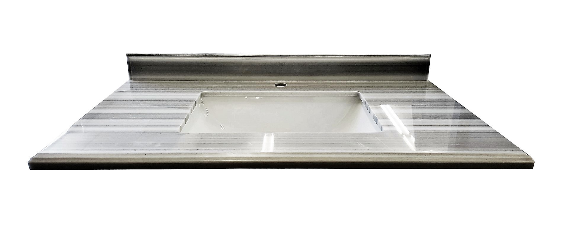 36" / Undermount Sink / 1 / Double Ogee / White / White Stripes Wimbledon Countertop 0