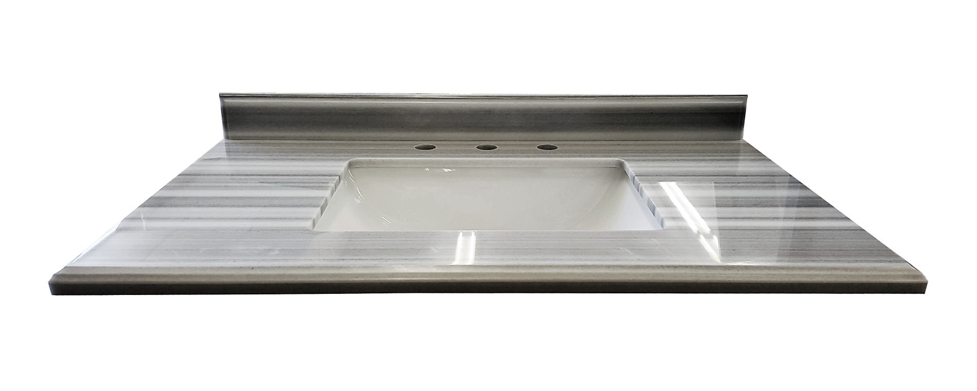 36" / Undermount Sink / 3 / Double Ogee / White / White Stripes Continental Countertop 0