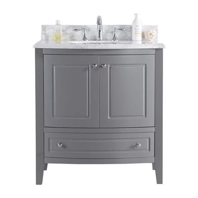 Transitional / 32" / Undermount Sink / 3 / Double Ogee / White / Grey / Soft Closing Estella Cabinet and Countertop 0