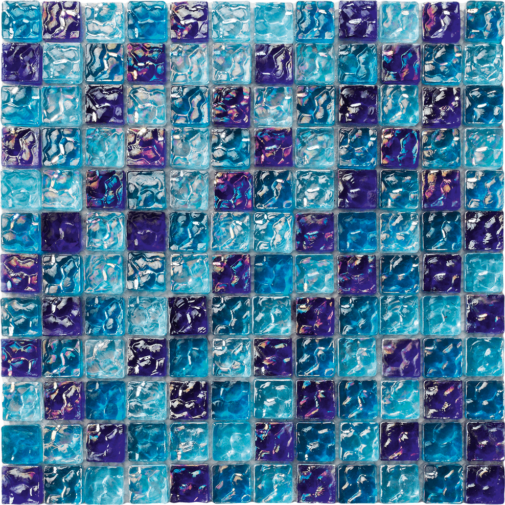 RIVER WAVY BLUE BLEND 1 X 1 - Glass tile Pool Tile RIVER WAVY BLUE BLEND 1 X 1 - Glass tile Pool Tile 0