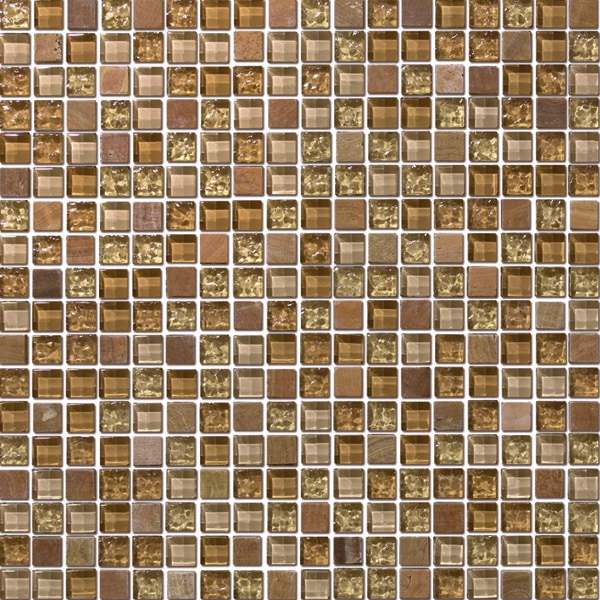 GLASS TERRACOTA AND NATURAL STONE / 12" X 12" / GLOSSY TERRACOTA BROWN TERRACOTA BLEND - TERRACOTA MOSAIC 0