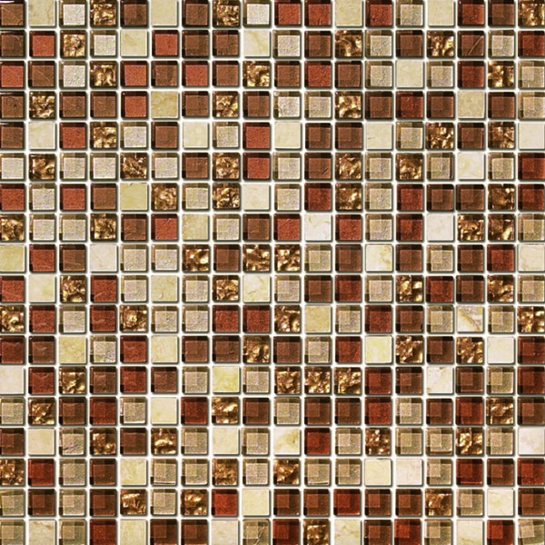 GLASS AND MARBLE BLEND OF AMBAR COLORS / 12" X 12" / AMBAR GLOSSY AMBAR BLEND GLASS AND MARBLE - AMBER FEAST 0