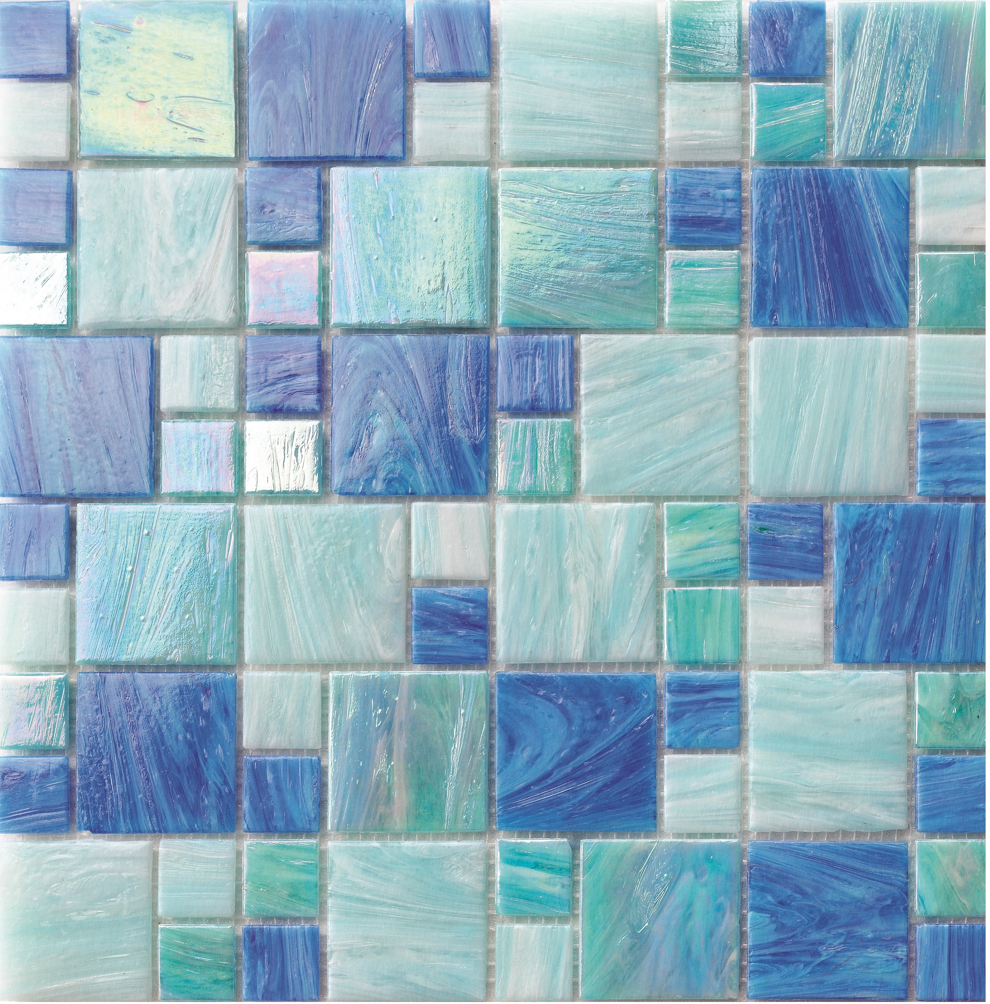 MIXED PATTERN CASCADE BLUE BLEND MIXED - POOL TILE 0
