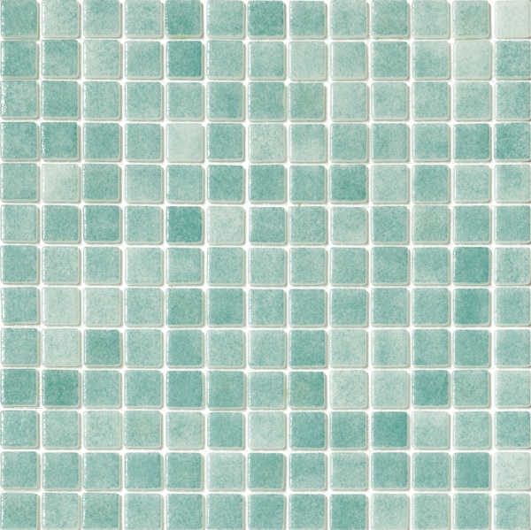 GLASS MOSAIC / 12,5" X 12,5" / FOGGY FOG CARIBBEAN GREEN - GLASS TILE - POOL TILE 0
