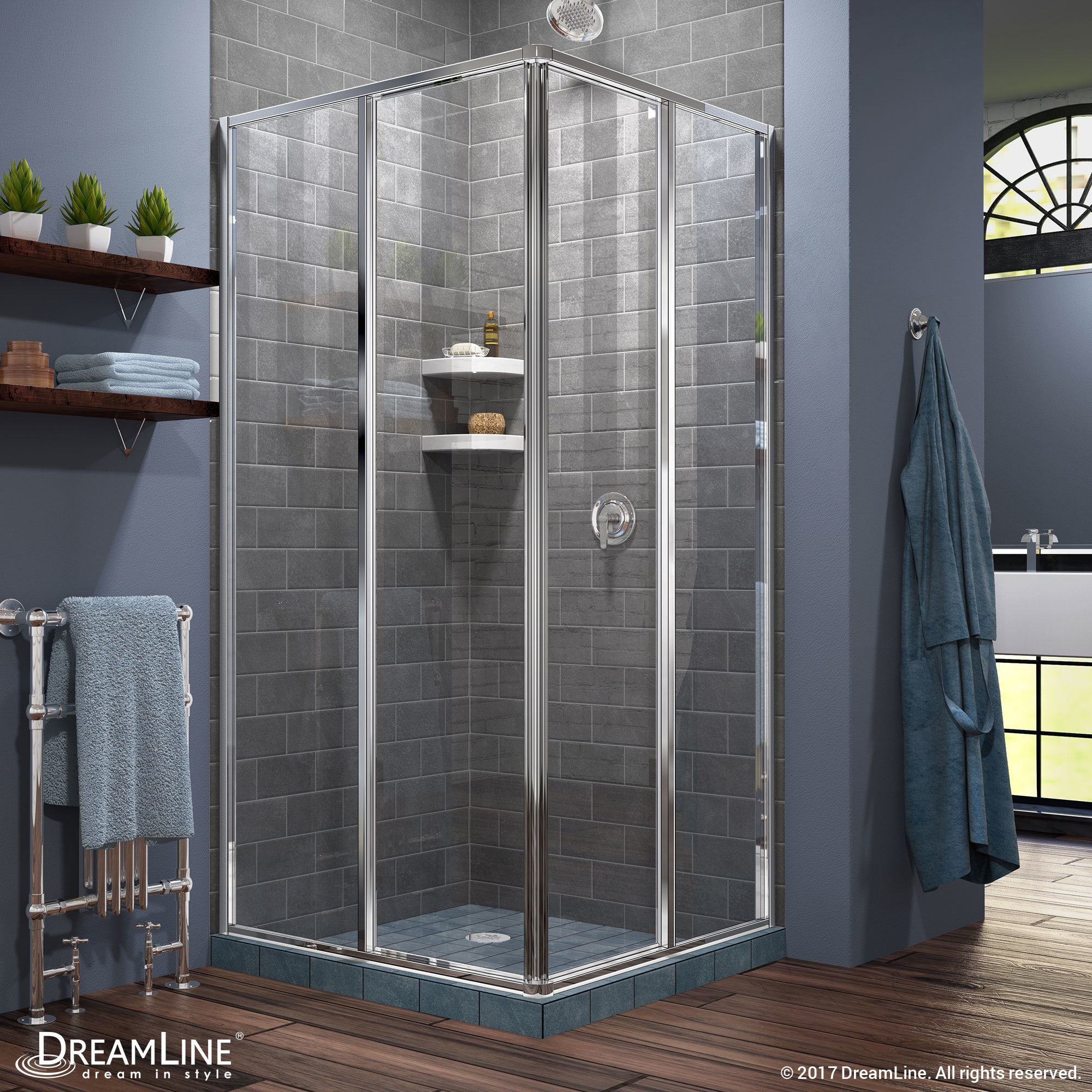 Framed / Chrome Finish / SHEN-8134340-01 DreamLine Cornerview 34.5 in. by 34.5 Framed Sliding Shower Enclosure 0