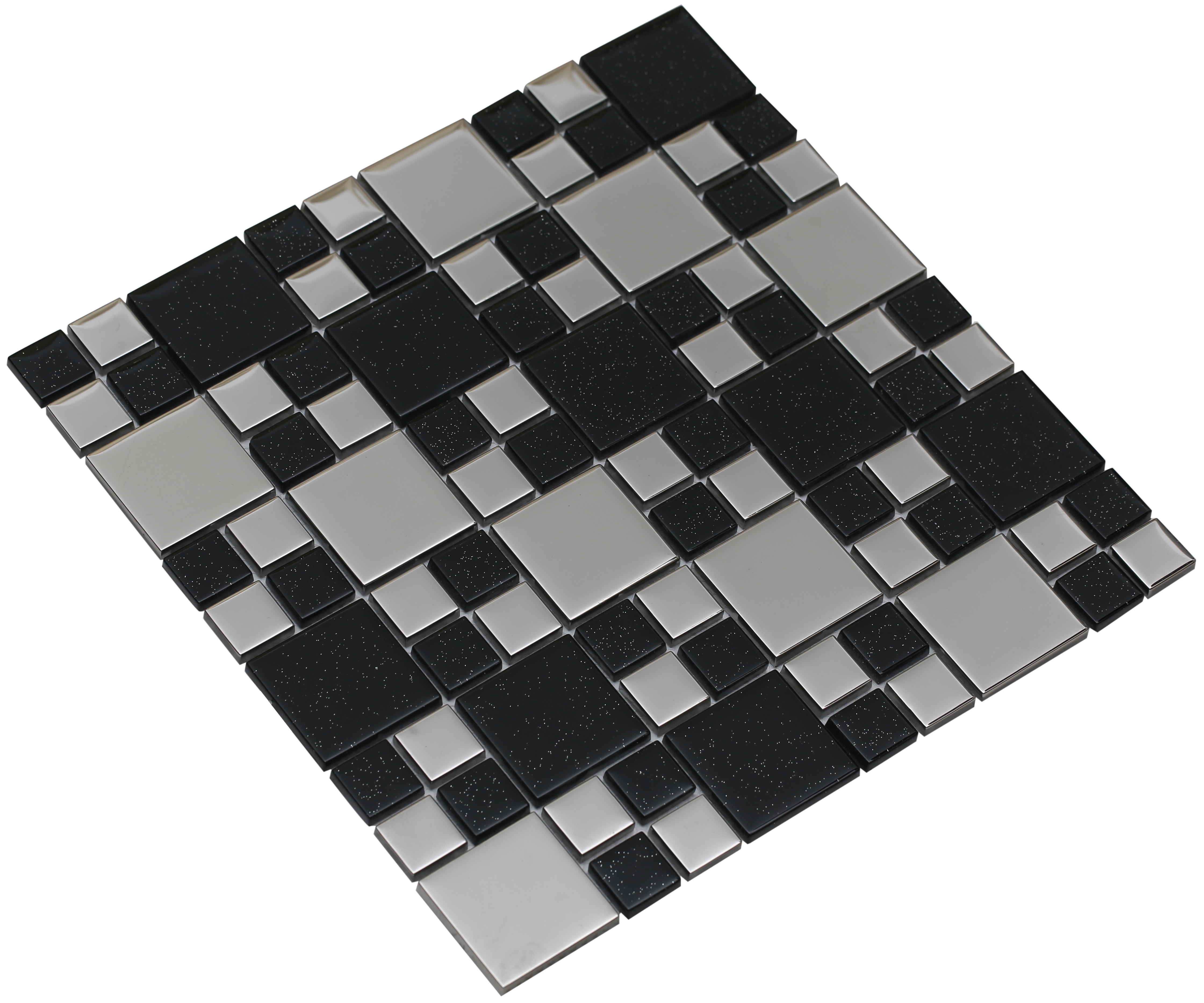 Shiny silver and black sparkled glass / Random Rousha Series 0