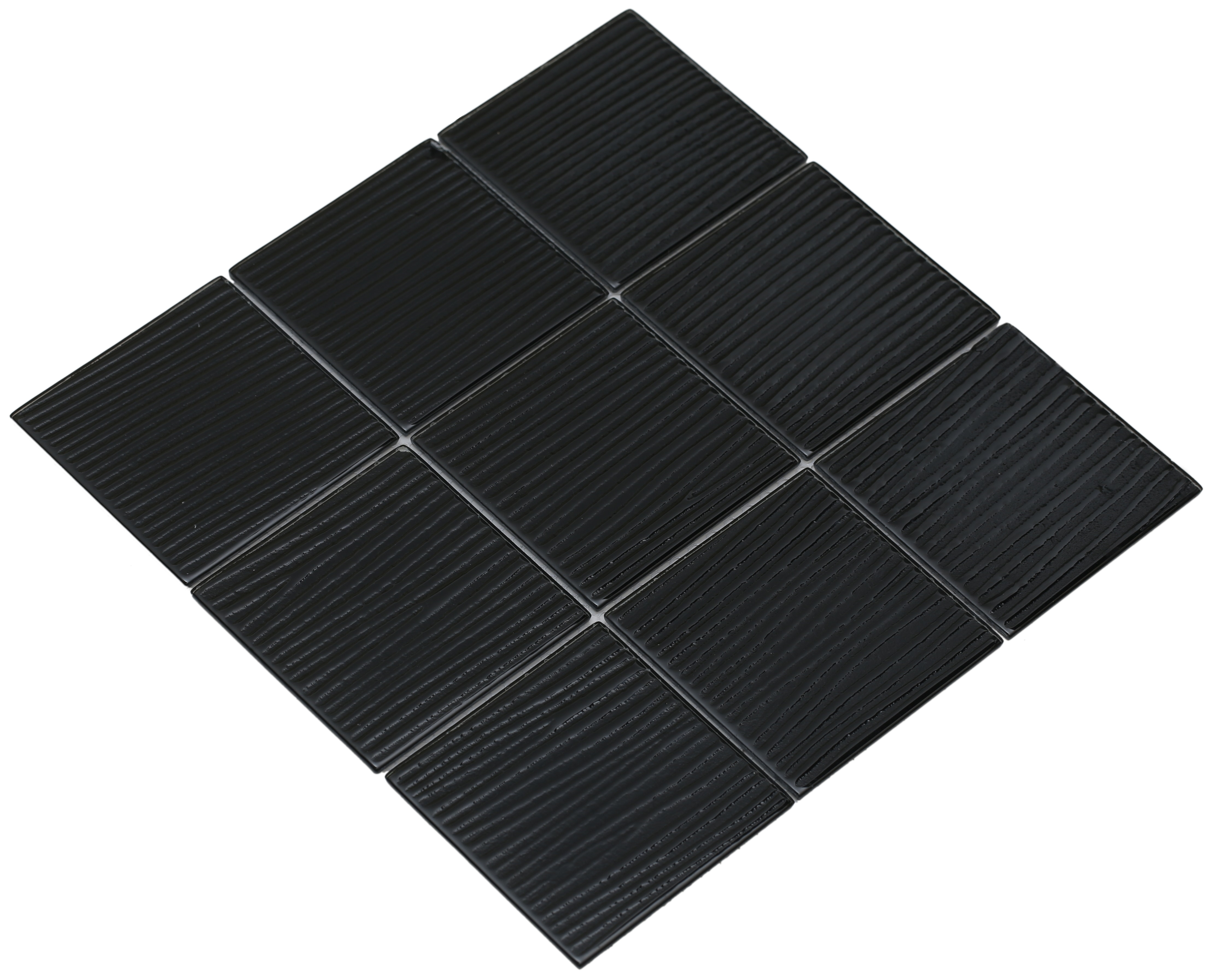 Shiny black glass with a brushed texture / 4"x4" Shilla Series 0