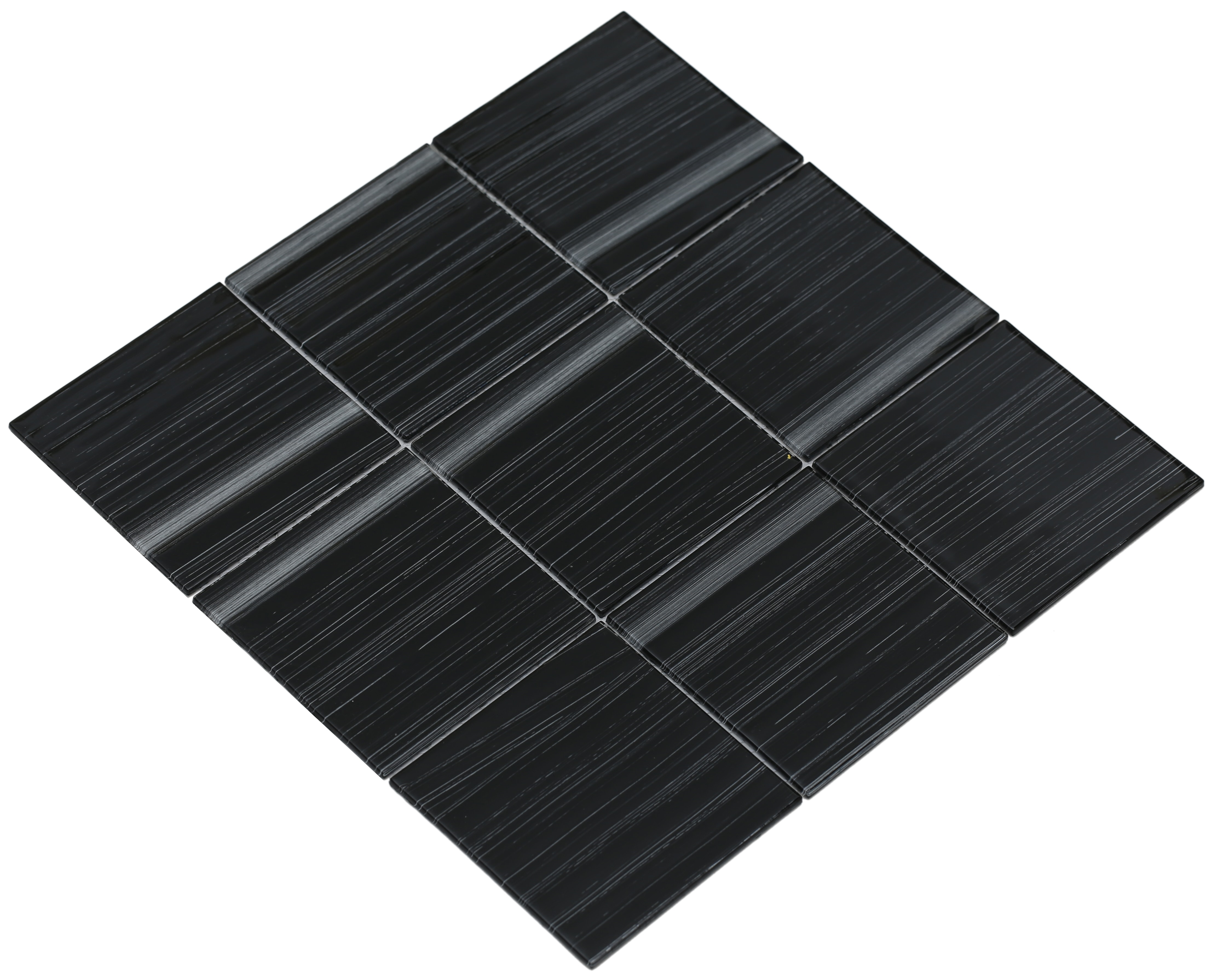 Shiny black and white brushed glass / 4"x4" Shilla Series 0