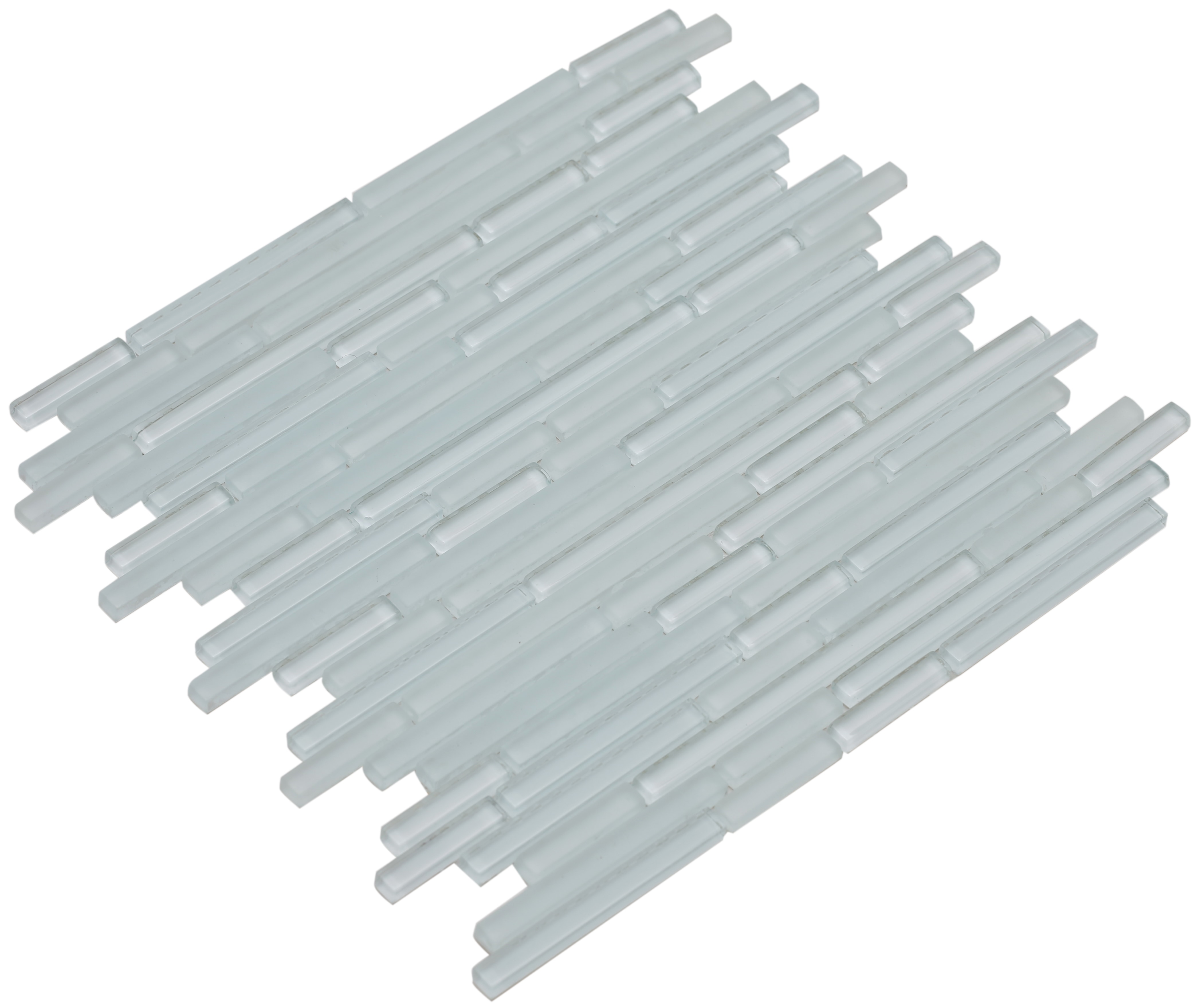White matte and shiny hand painted glass with blue overtones / Interlocking Mahi Series 0