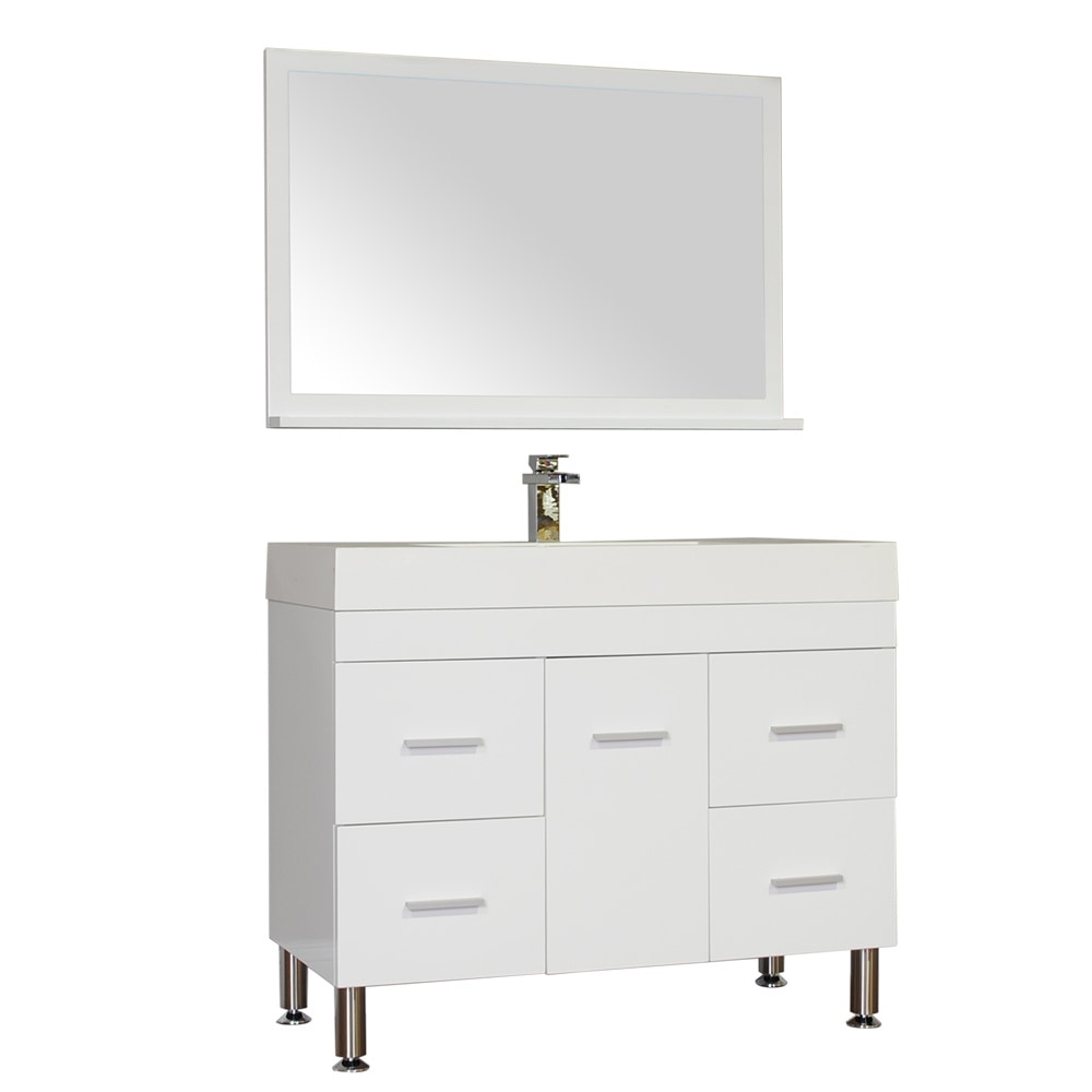 Modern / 33.125 x 39.25 x 18.75 (in.) / Bathroom Vanity and Sink / Wall / 1-Hole / Straight / Freestanding / White / White / Soft Closing Doors / Mirror not Included Ripley Collection 0