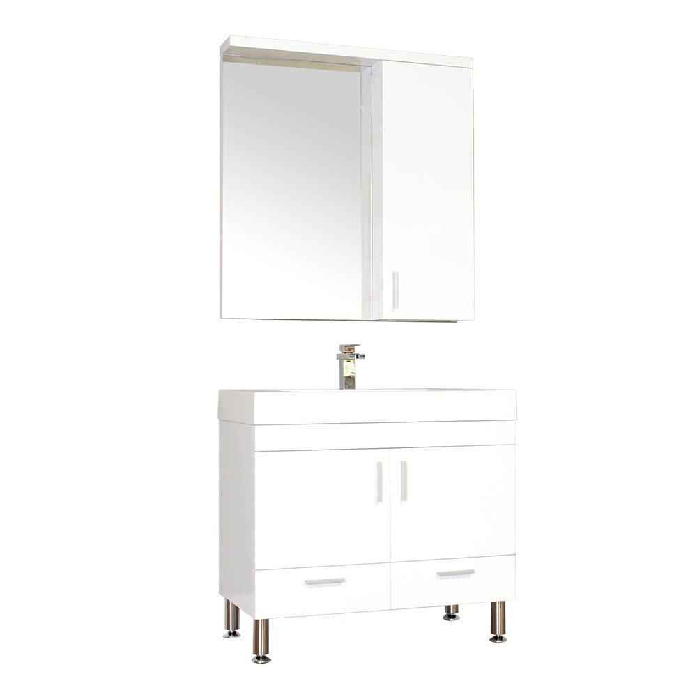 Modern / 33.38 x 35.375 x 18.75 (in.) / Bathroom Vanity and Sink / Wall / 1-Hole / Straight / Freestanding / White / White / Soft Closing Doors / Mirror not Included Ripley Collection 0