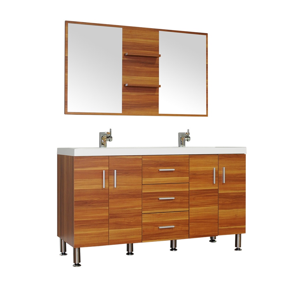 Modern / 33.125 x 56.5 x 19.875 (in.) / Bathroom Vanity and Wavy Sink / Wall / 1-Hole / Straight / Freestanding / White / Cherry / Soft Closing Doors / Mirror not Included Ripley Collection 0