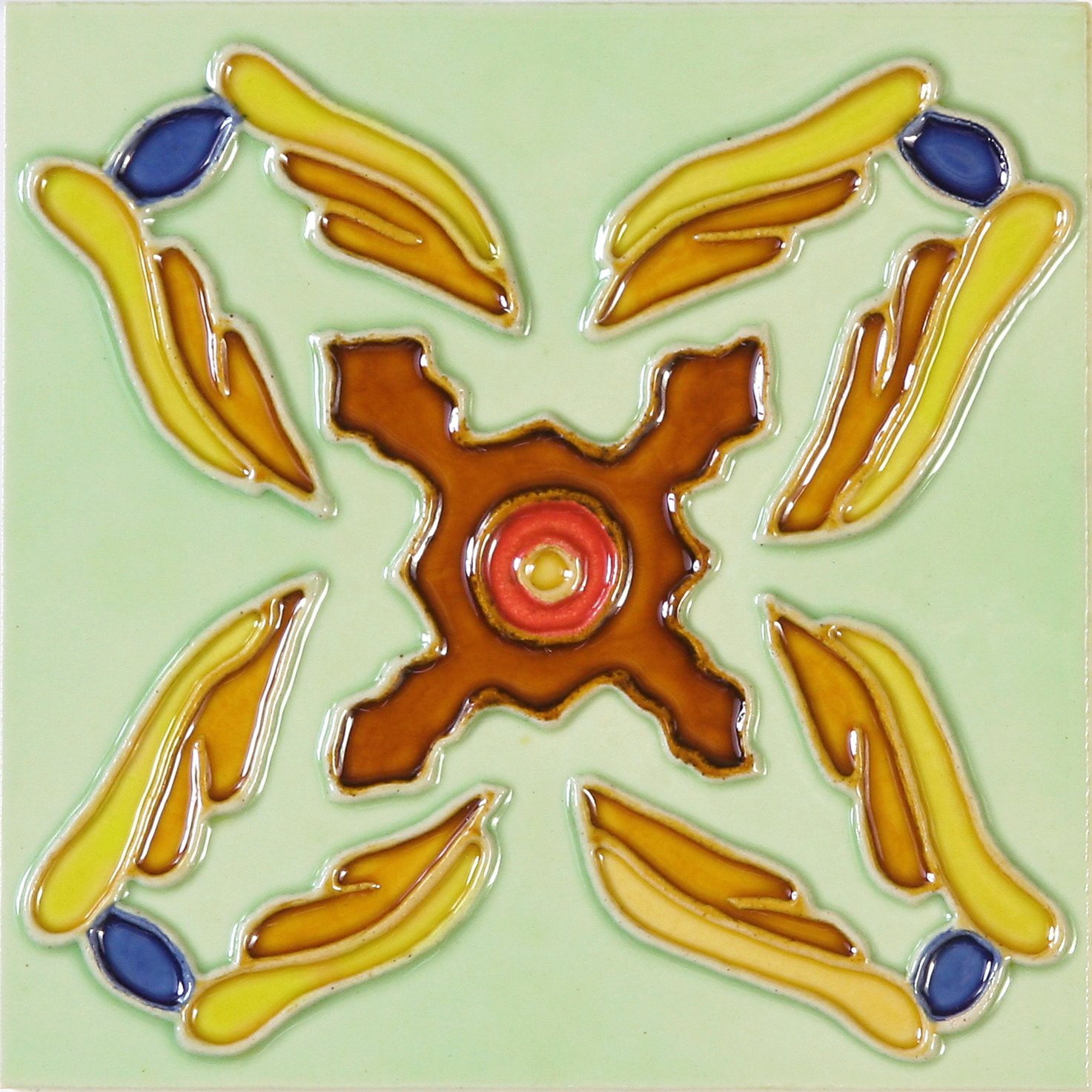 Hand-Painted Ceramic Glazed Wall Tile in Alas Hand-Painted Ceramic Glazed Wall Tile in Alas 0