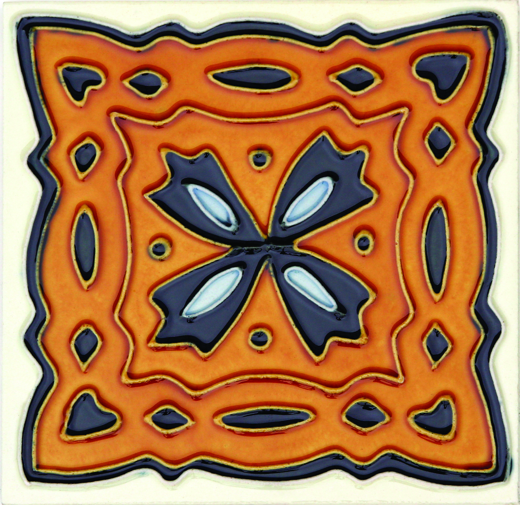 Hand-Painted Ceramic Glazed Wall Tile in Celtic Hand-Painted Ceramic Glazed Wall Tile in Celtic 0
