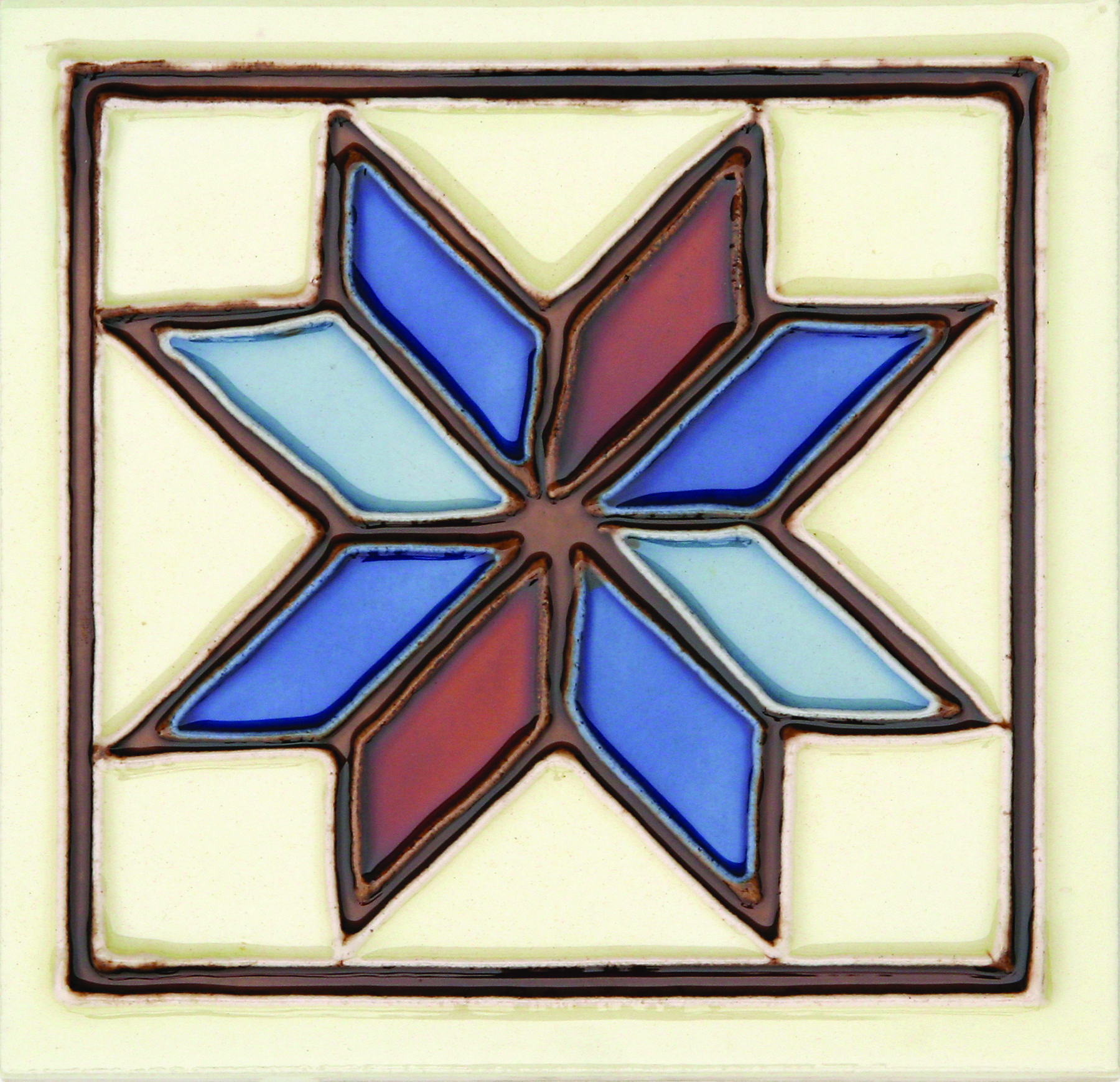 Hand-Painted Ceramic Glazed Wall Tile in Estrella Hand-Painted Ceramic Glazed Wall Tile in Estrella 0