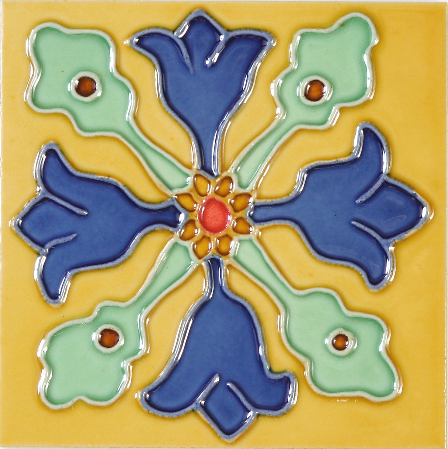 Hand-Painted Ceramic Glazed Wall Tile in Hermosa Hand-Painted Ceramic Glazed Wall Tile in Hermosa 0