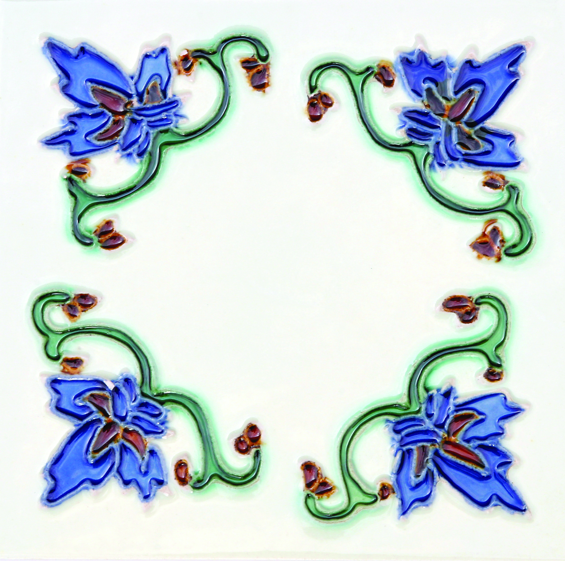 Hand-Painted Ceramic Glazed Wall Tile in Invierno Hand-Painted Ceramic Glazed Wall Tile in Invierno 0