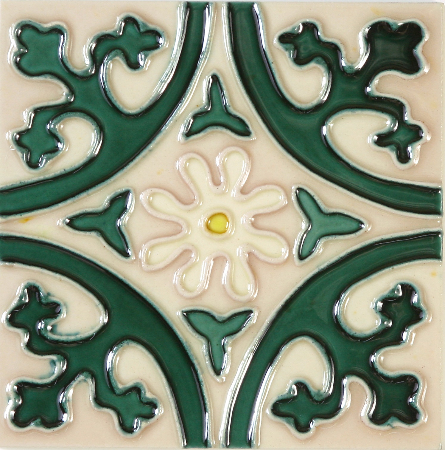 Hand-Painted Ceramic Glazed Wall Tile in Jardin Hand-Painted Ceramic Glazed Wall Tile in Jardin 0