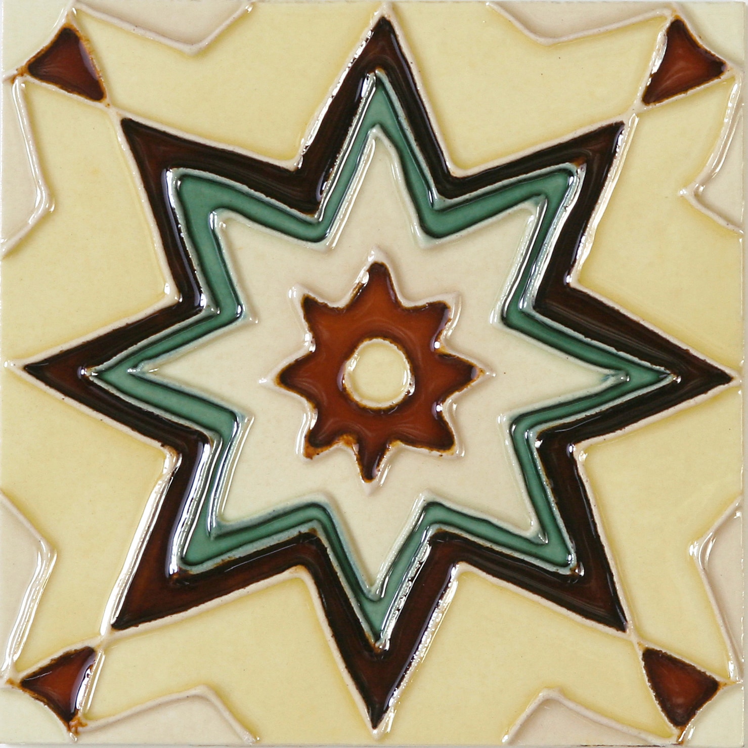 Hand-Painted Ceramic Glazed Wall Tile in Maresol Hand-Painted Ceramic Glazed Wall Tile in Maresol 0