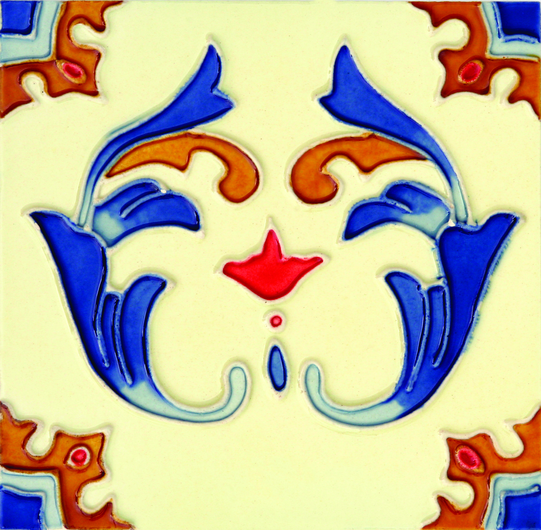 Hand-Painted Ceramic Glazed Wall Tile in Reina Hand-Painted Ceramic Glazed Wall Tile in Reina 0