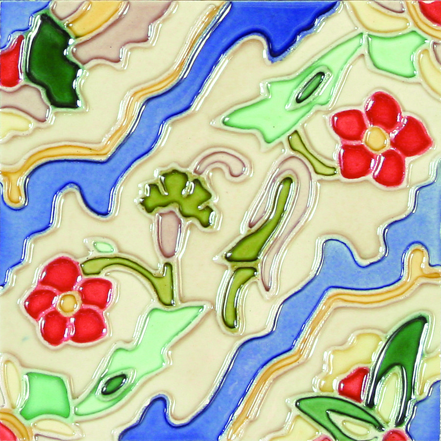Hand-Painted Ceramic Glazed Wall Tile in Rio Hand-Painted Ceramic Glazed Wall Tile in Rio 0