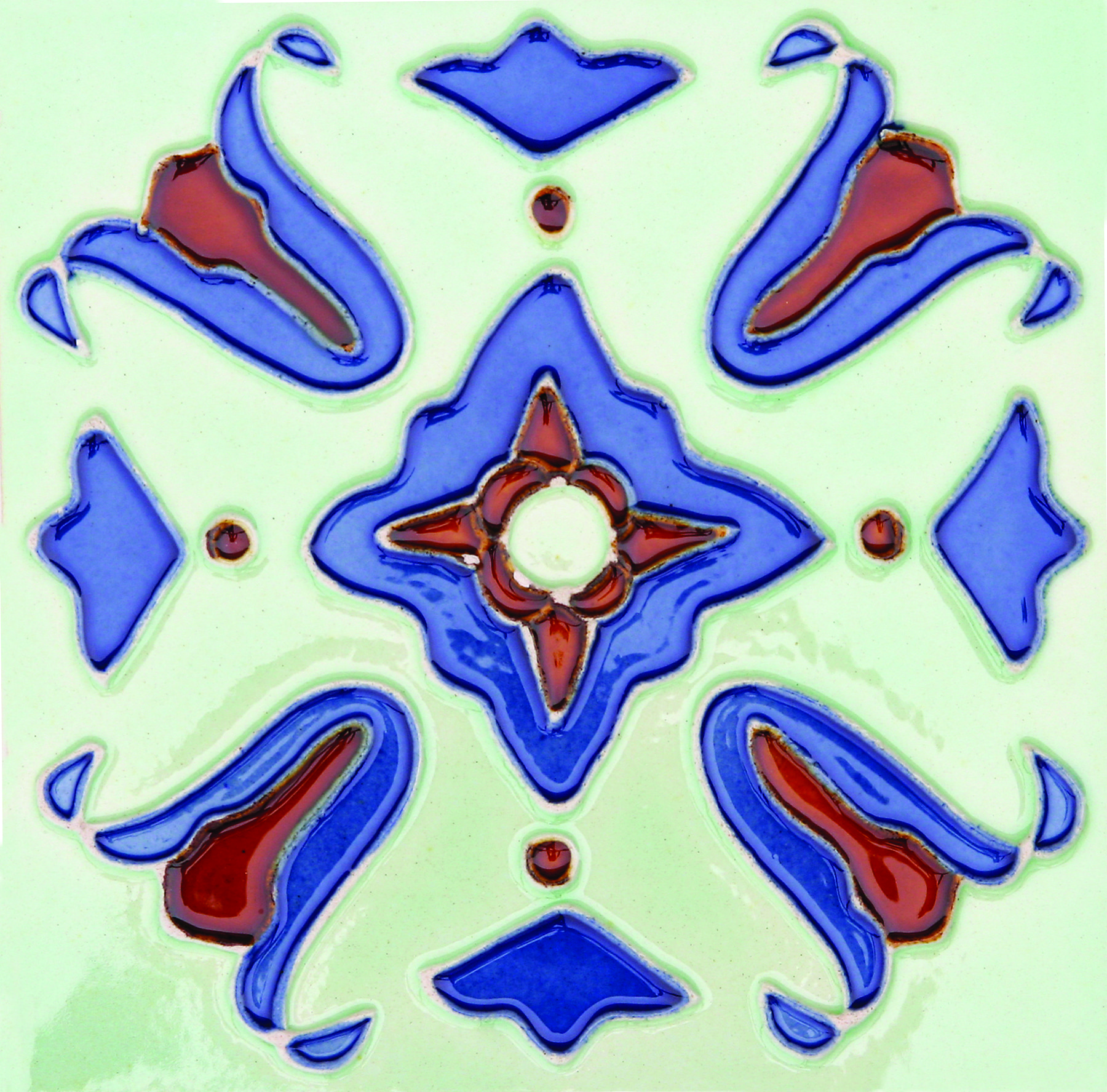 Hand-Painted Ceramic Glazed Wall Tile in Santa Fe Hand-Painted Ceramic Glazed Wall Tile in Santa Fe 0