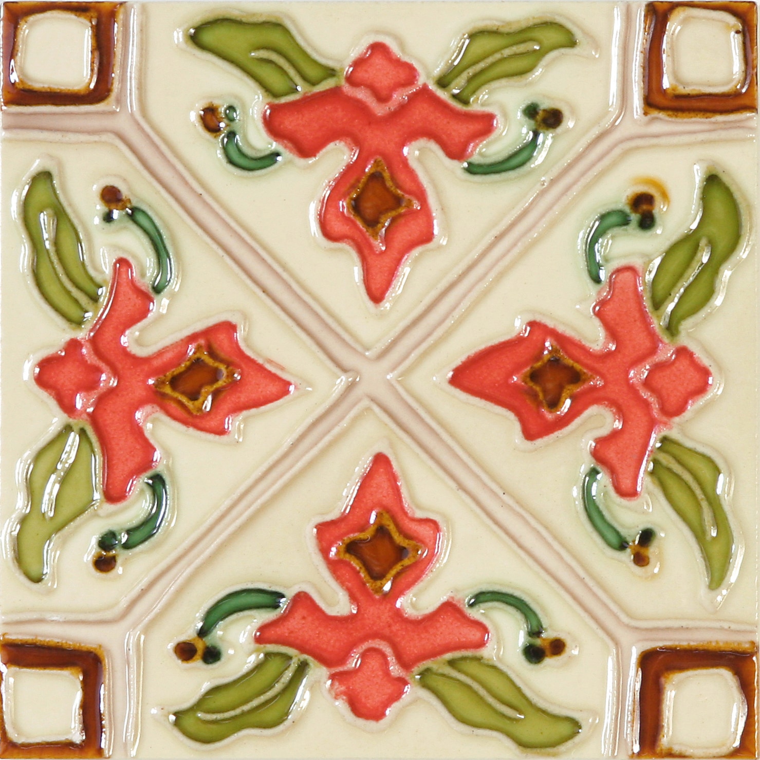 Hand-Painted Ceramic Glazed Wall Tile in Tulipan Hand-Painted Ceramic Glazed Wall Tile in Tulipan 0
