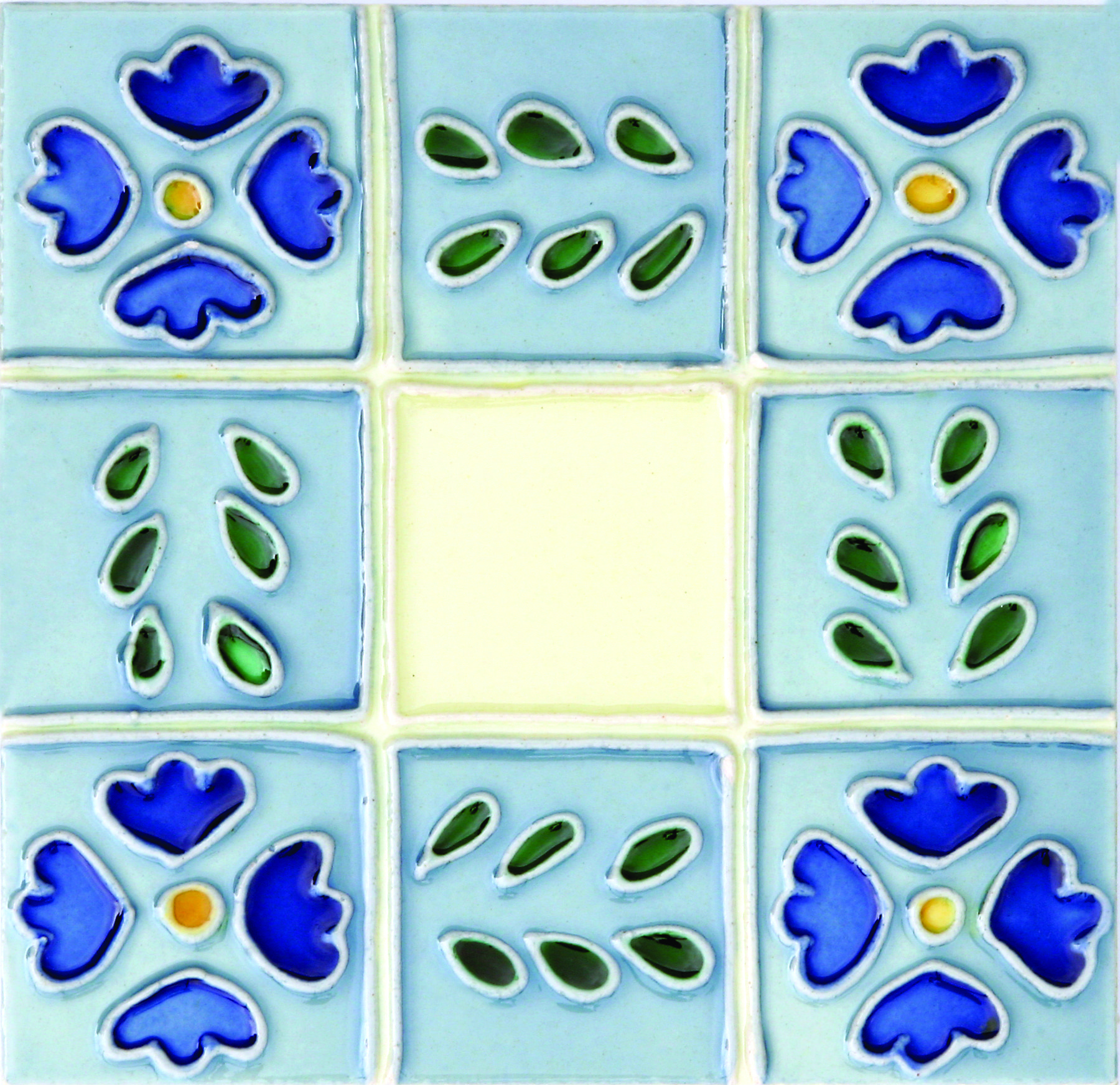 Hand-Painted Ceramic Glazed Wall Tile in Ventana Hand-Painted Ceramic Glazed Wall Tile in Ventana 0
