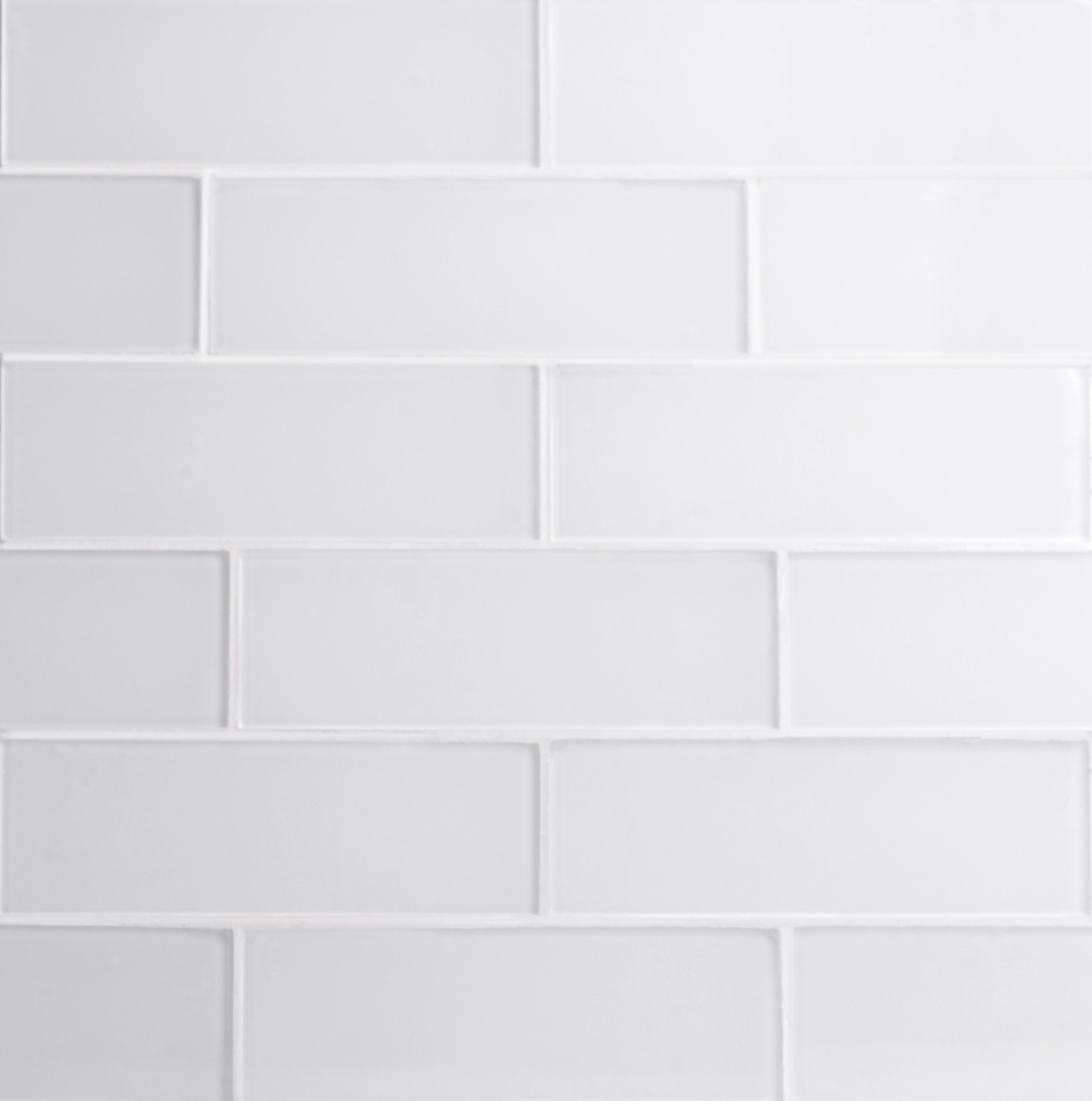 Glass Subway Tile / 3 x 9 x 0.31 inches / Glossy Individual 3" x 9" Glass Subway Tile in White 0