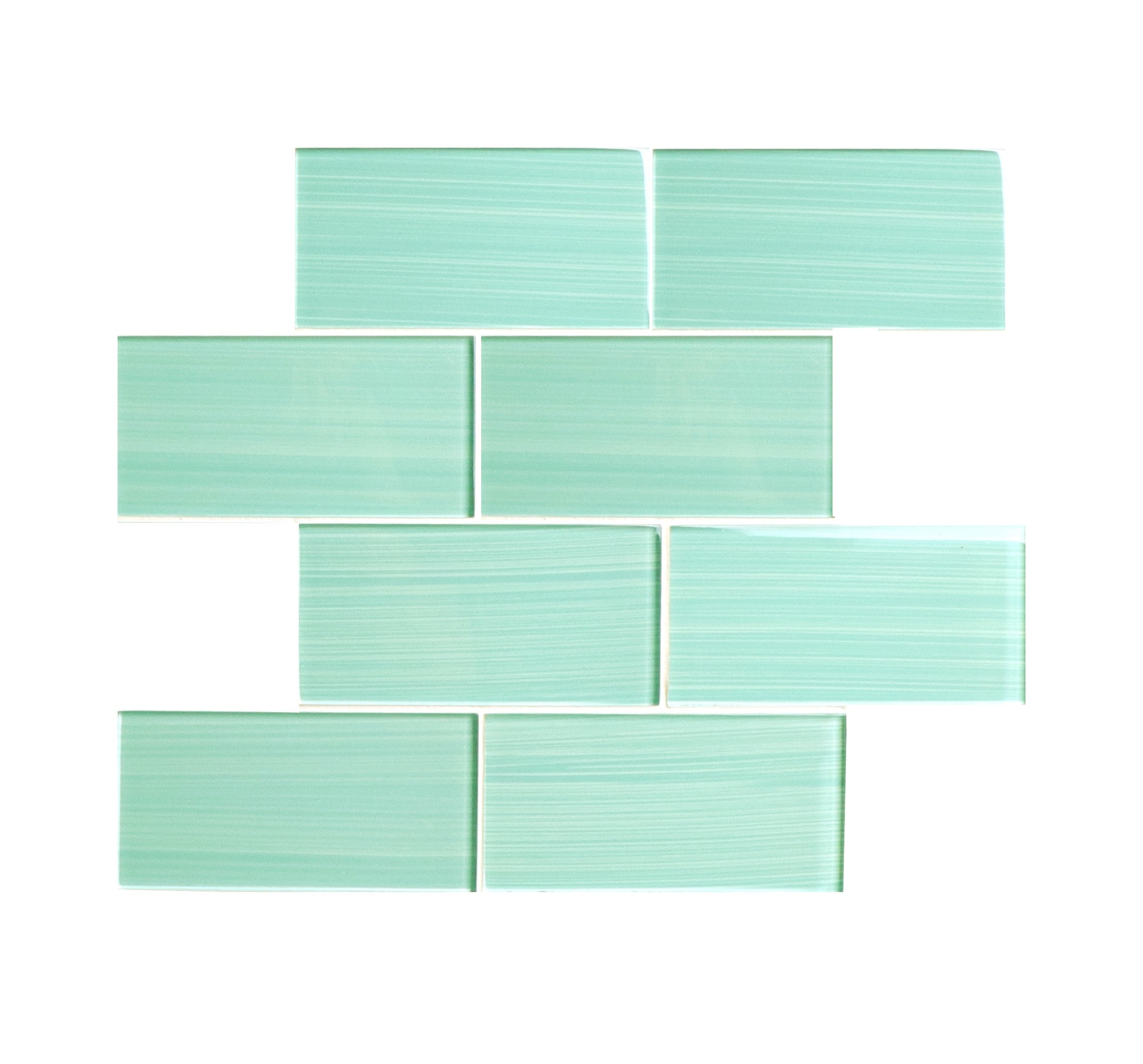 Glass Mosaic / 16 x 12 x 0.31 inches / Glossy Hand Painted 3" x 6" Glass Subway Tile in Light Teal 0