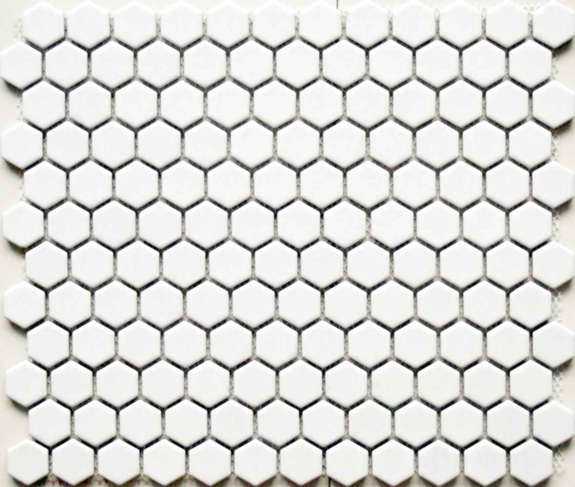 11.75 x 10.25 x 0.2 inches / Matte Retro 1" Hexagon Porcelain Matte Floor and Wall Tile in White 0