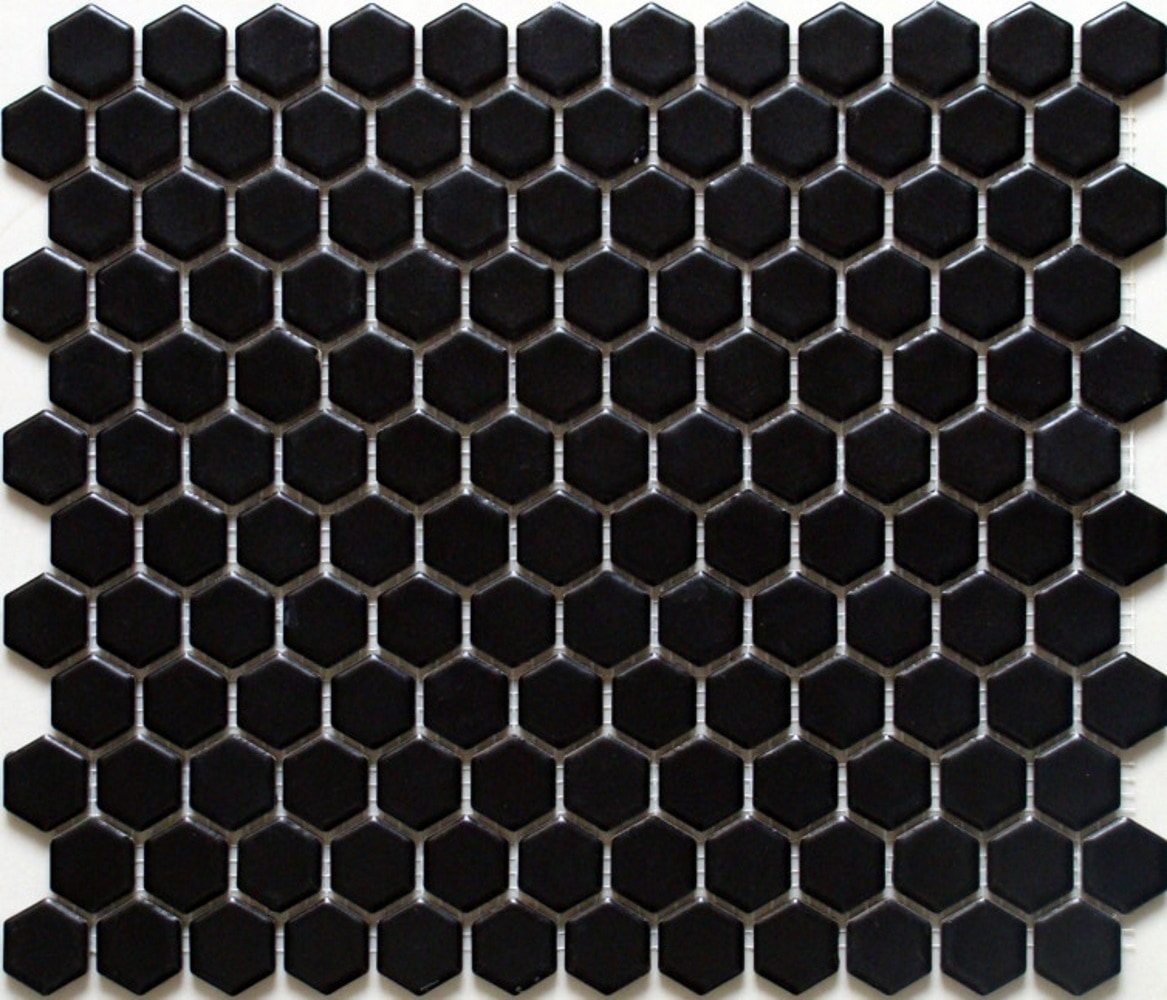 11.75 x 10.25 x 0.2 inches / Matte Retro 1" Hexagon Porcelain Matte Floor and Wall Tile in Black 0
