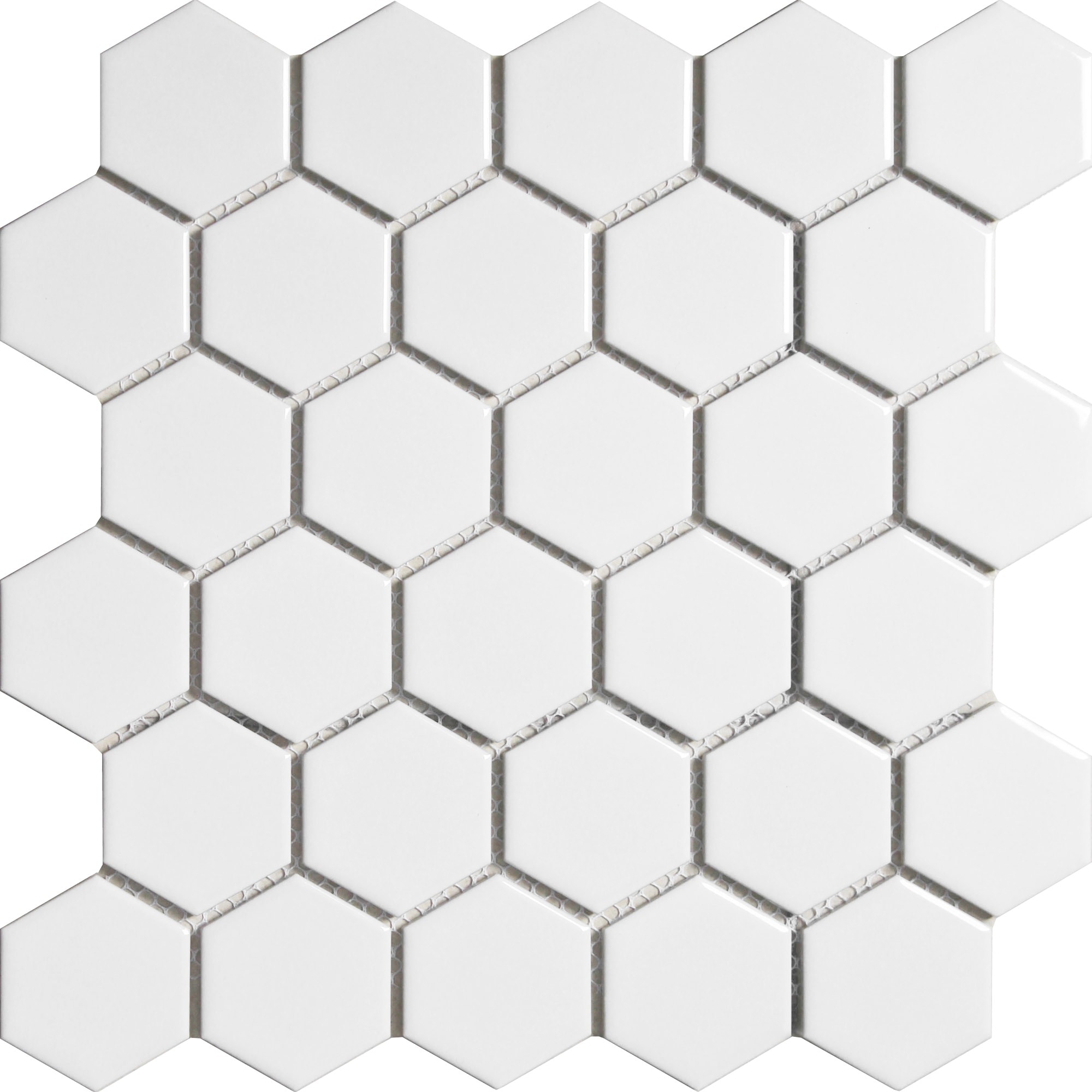 11 x 10.5 x 0.24 inches / Glossy Retro 2" Hexagon Porcelain Glossy Wall Tile in White 0