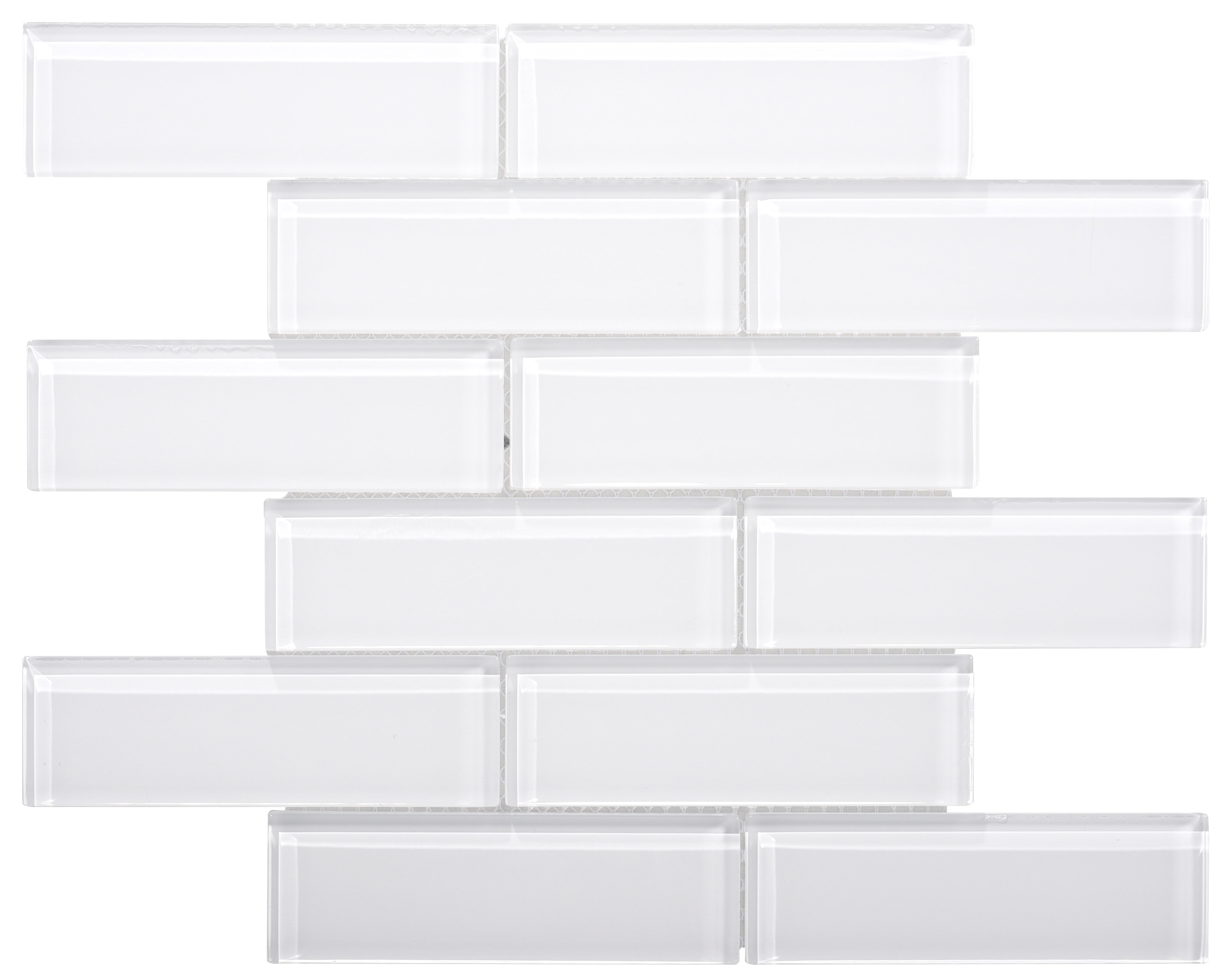 Glass Mosaic / 16 x 12 x 0.31 inches / Glossy Small Glass Subway Tile In White 0