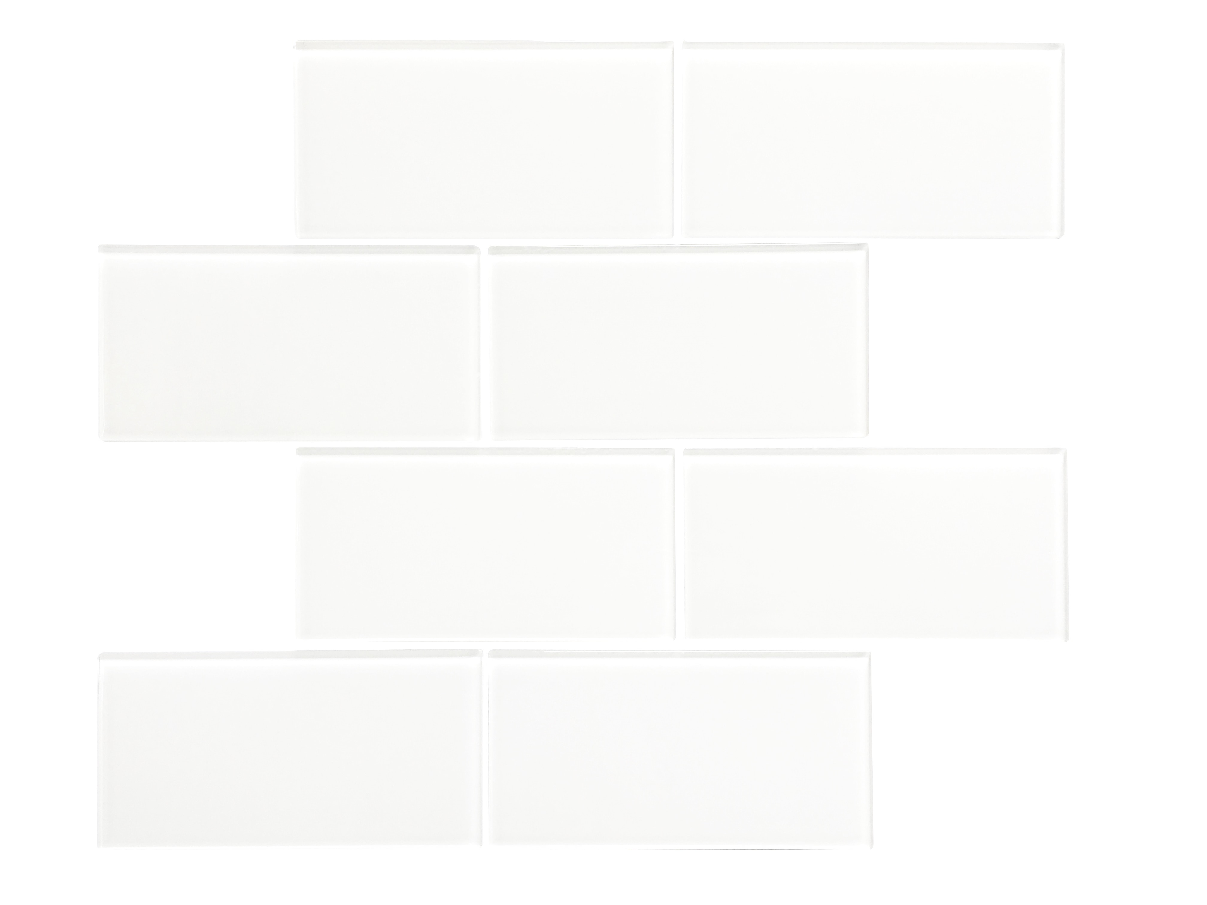 Glass Mosaic / 16 x 12 x 0.16 inches / Glossy Large 3" X 6" X 4mm Glass Subway Mosaic Tile In White 0