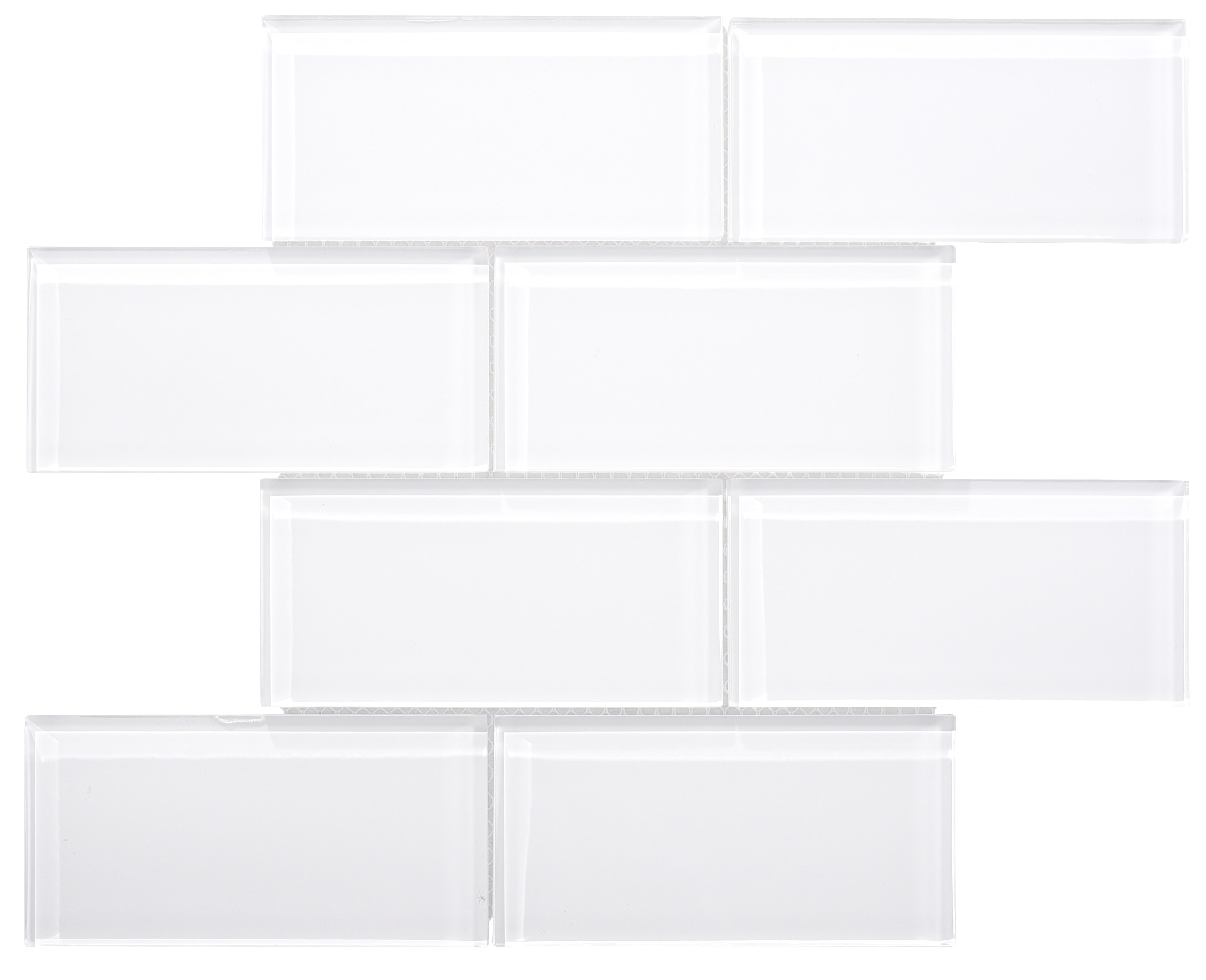 Glass Mosaic / 16 x 12 x 0.31 inches / Glossy Large Glass Subway Tile In White 0