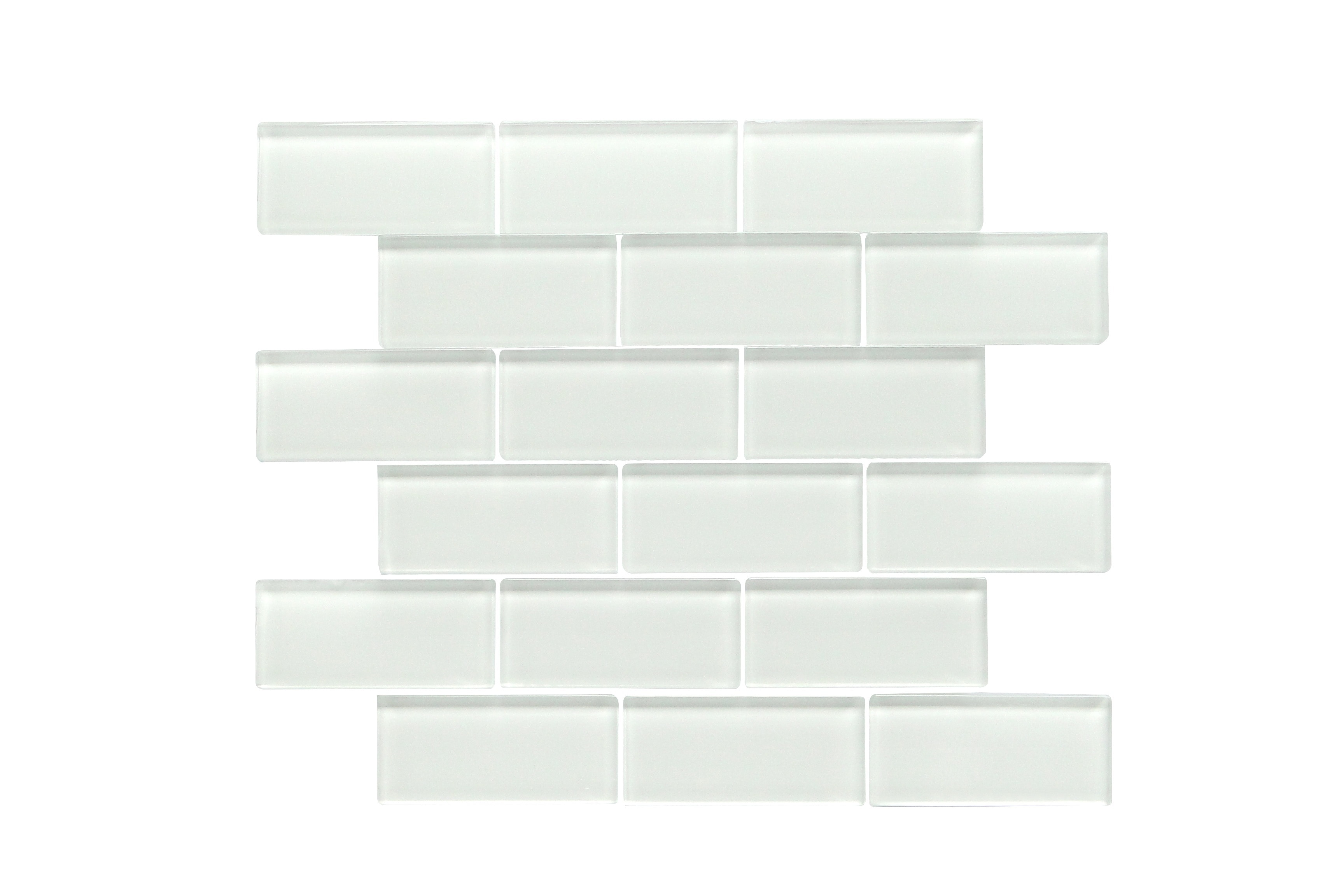 Glass Mosaic / 14 x 12 x 0.31 inches / Glossy 2" X 4" Glass Subway Mosaic Tile In White 0