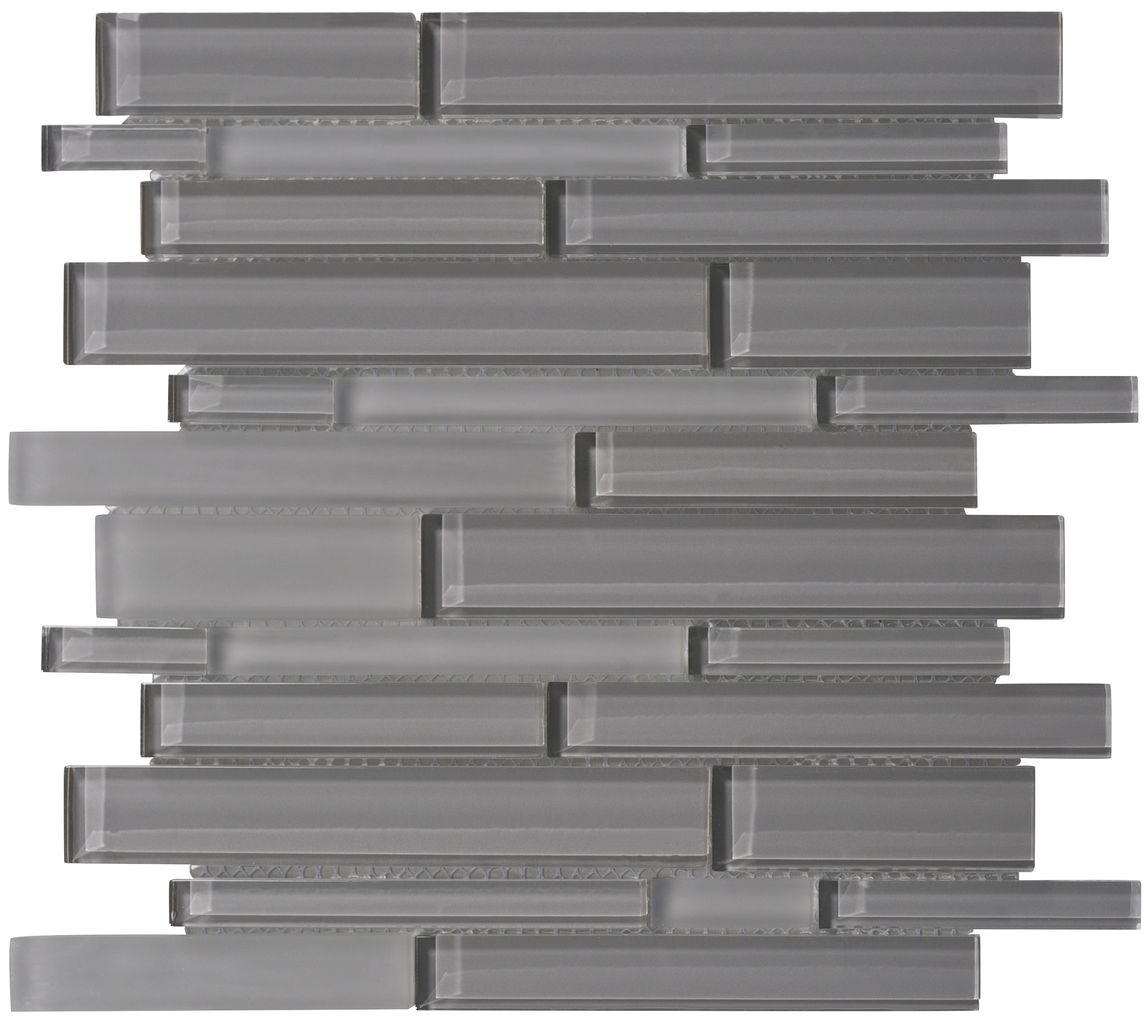 Glass Mosaic / 14 x 12 x 0.31 inches / Glossy Interlocking Random Sized Glass Mosaic Tile In Dark Gray 0