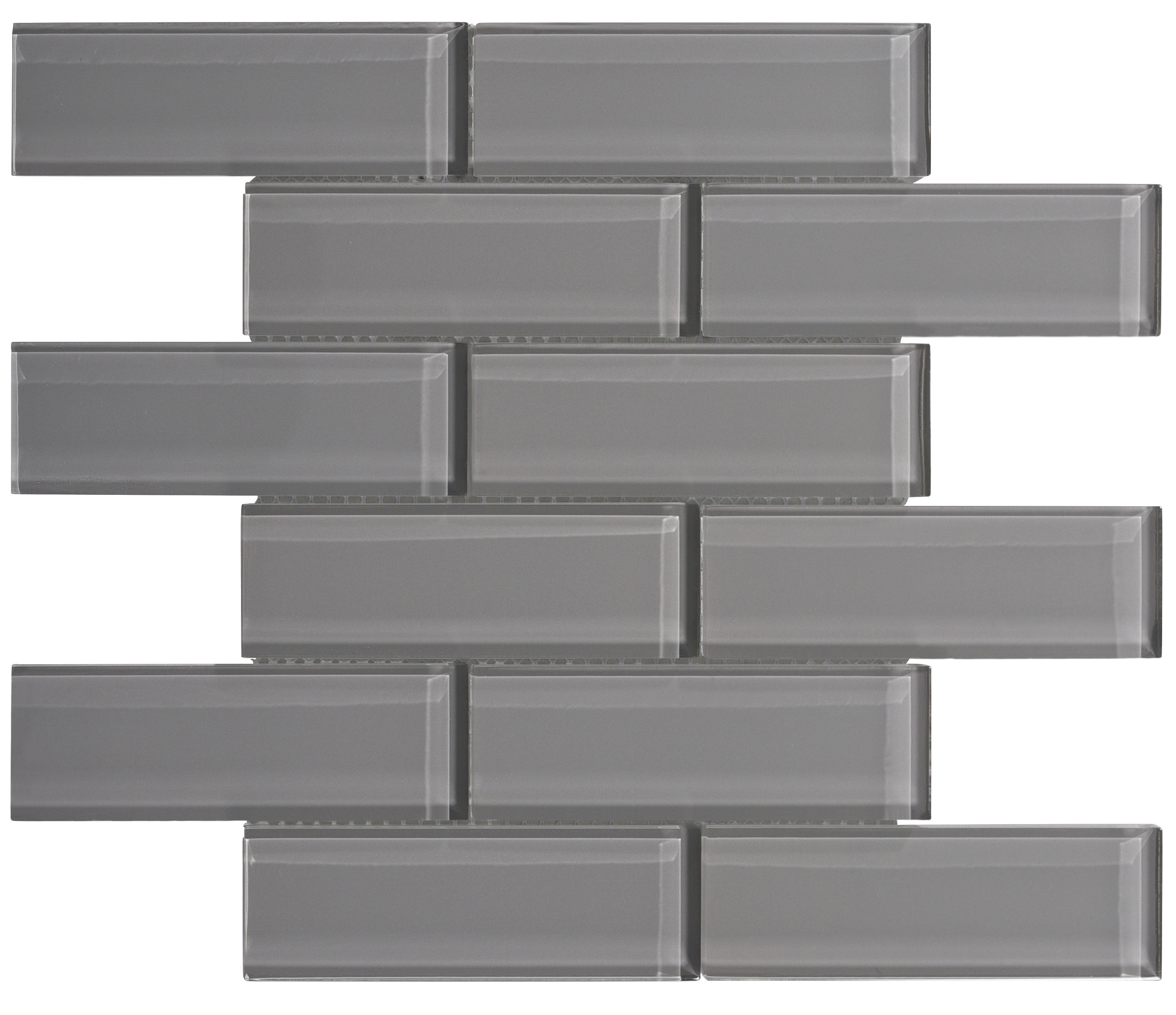 Glass Mosaic / 16 x 12 x 0.31 inches / Glossy Small Glass Subway Tile In Dark Gray 0