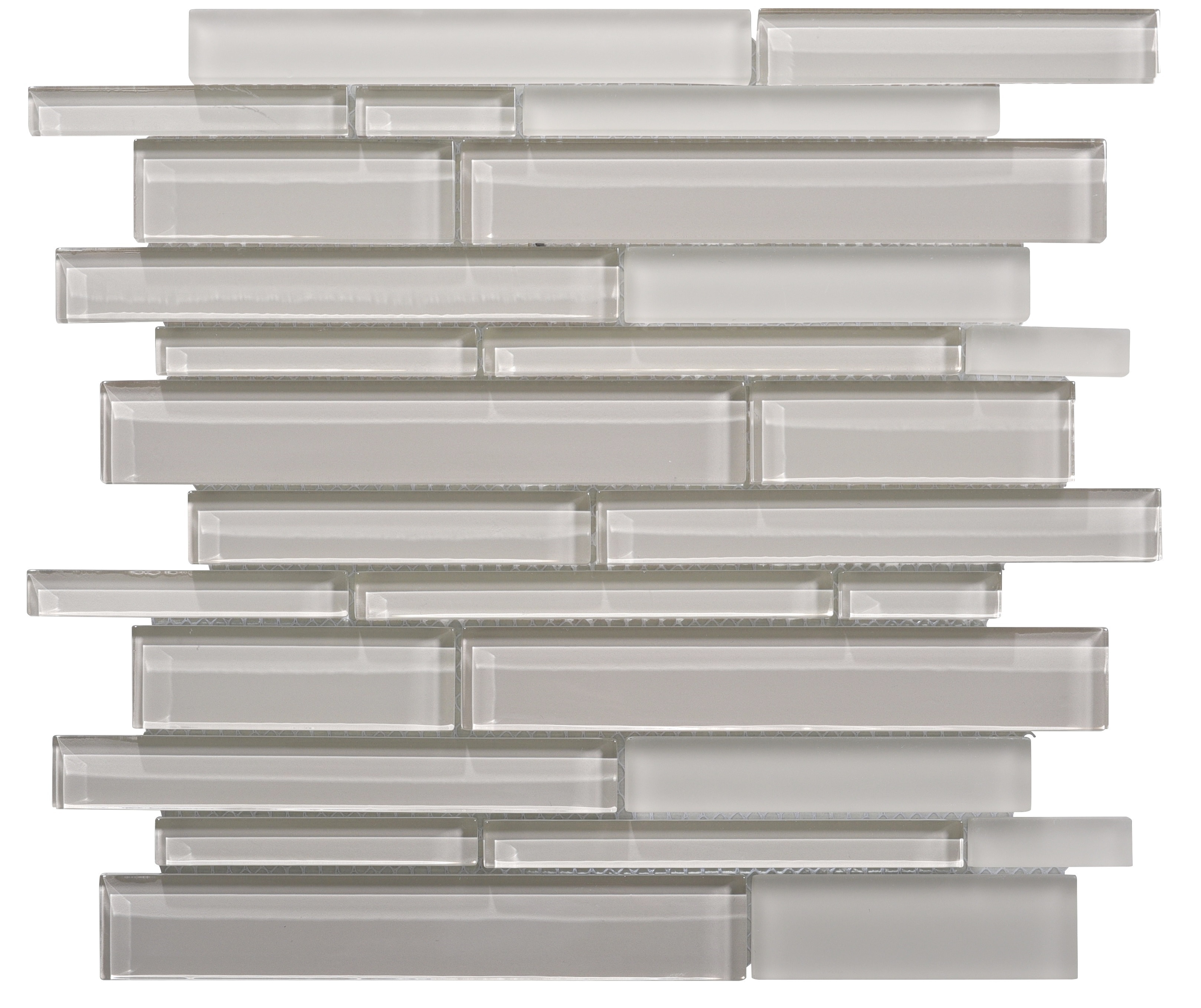 Glass Mosaic / 14 x 12 x 0.31 inches / Glossy Interlocking Random Sized Glass Mosaic Tile In Icy Gray 0