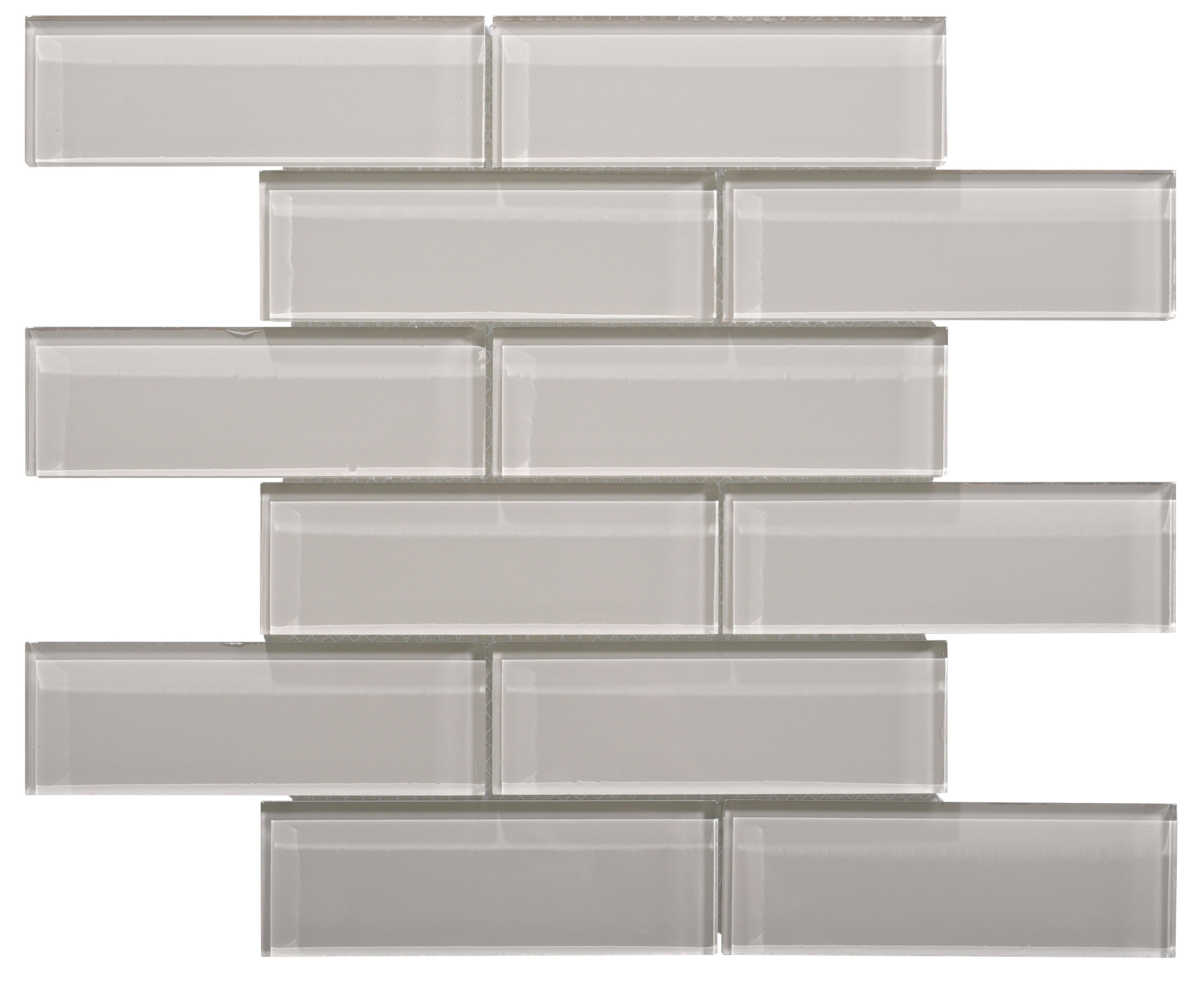 Glass Mosaic / 16 x 12 x 0.31 inches / Glossy Small Glass Subway Tile In Icy Gray 0