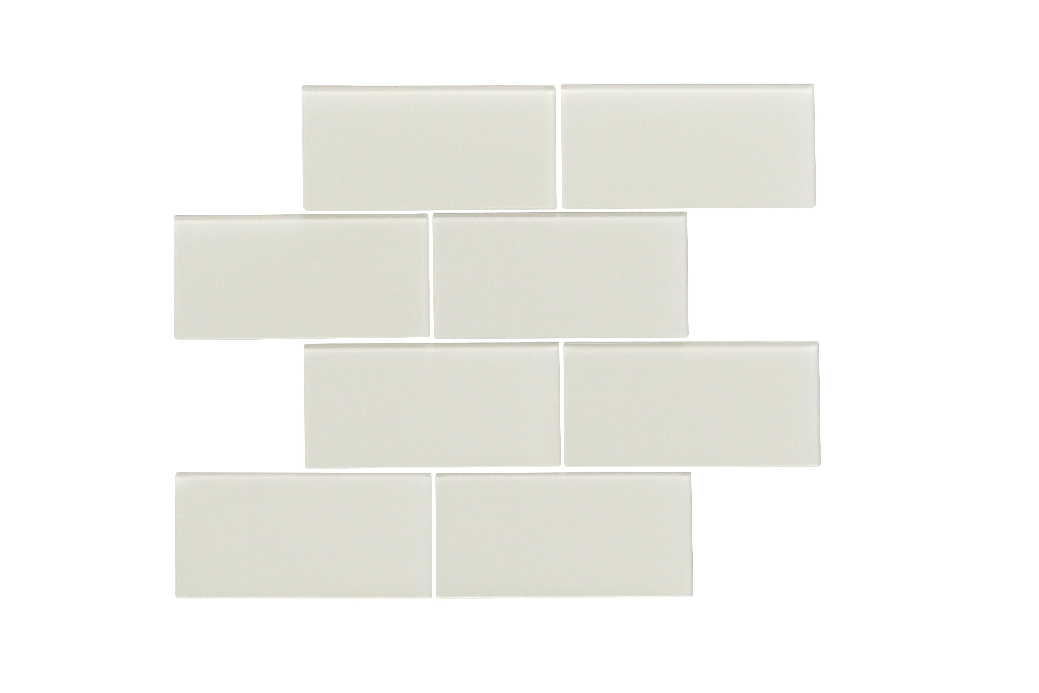 Glass Mosaic / 16 x 12 x 0.16 inches / Glossy Large 3" X 6" X 4mm Glass Subway Mosaic Tile In Icy Gray 0