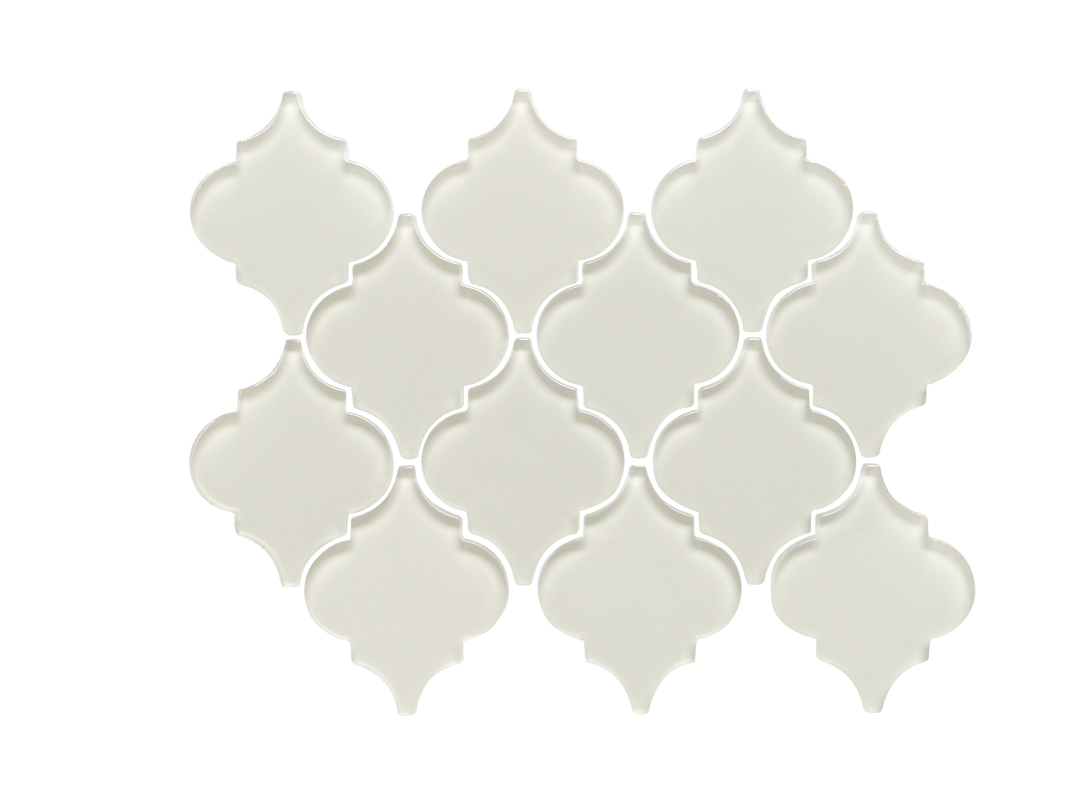 Glass Mosaic / 12 x 12 x 0.31 inches / Glossy Lantern Arabesque Glass Mosaic Tile In Icy Gray 0