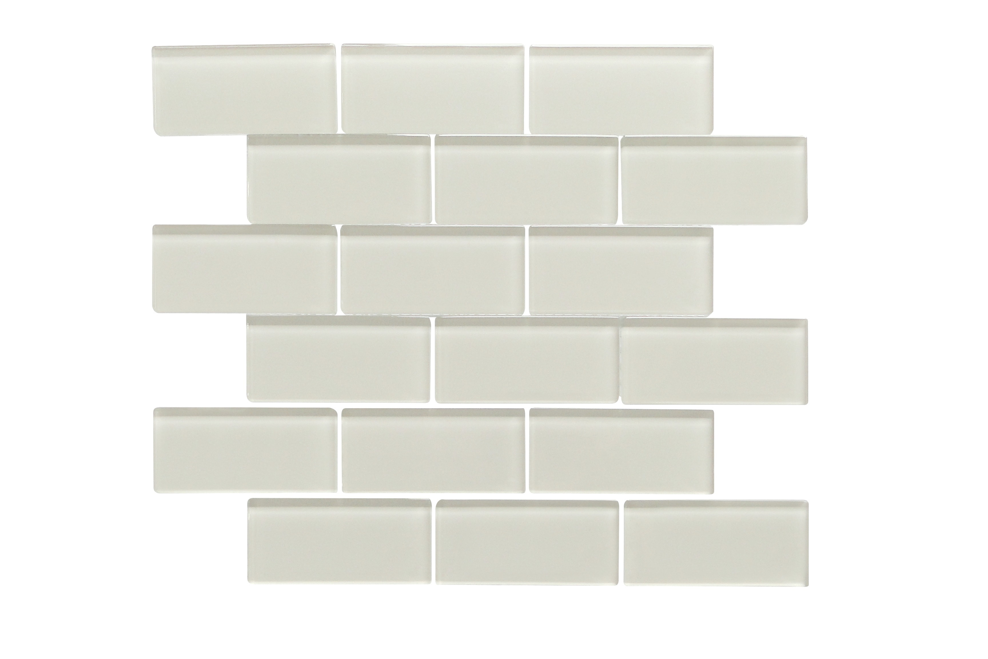 Glass Mosaic / 14 x 12 x 0.31 inches / Glossy 2" X 4" Glass Subway Mosaic Tile In Icy Gray 0