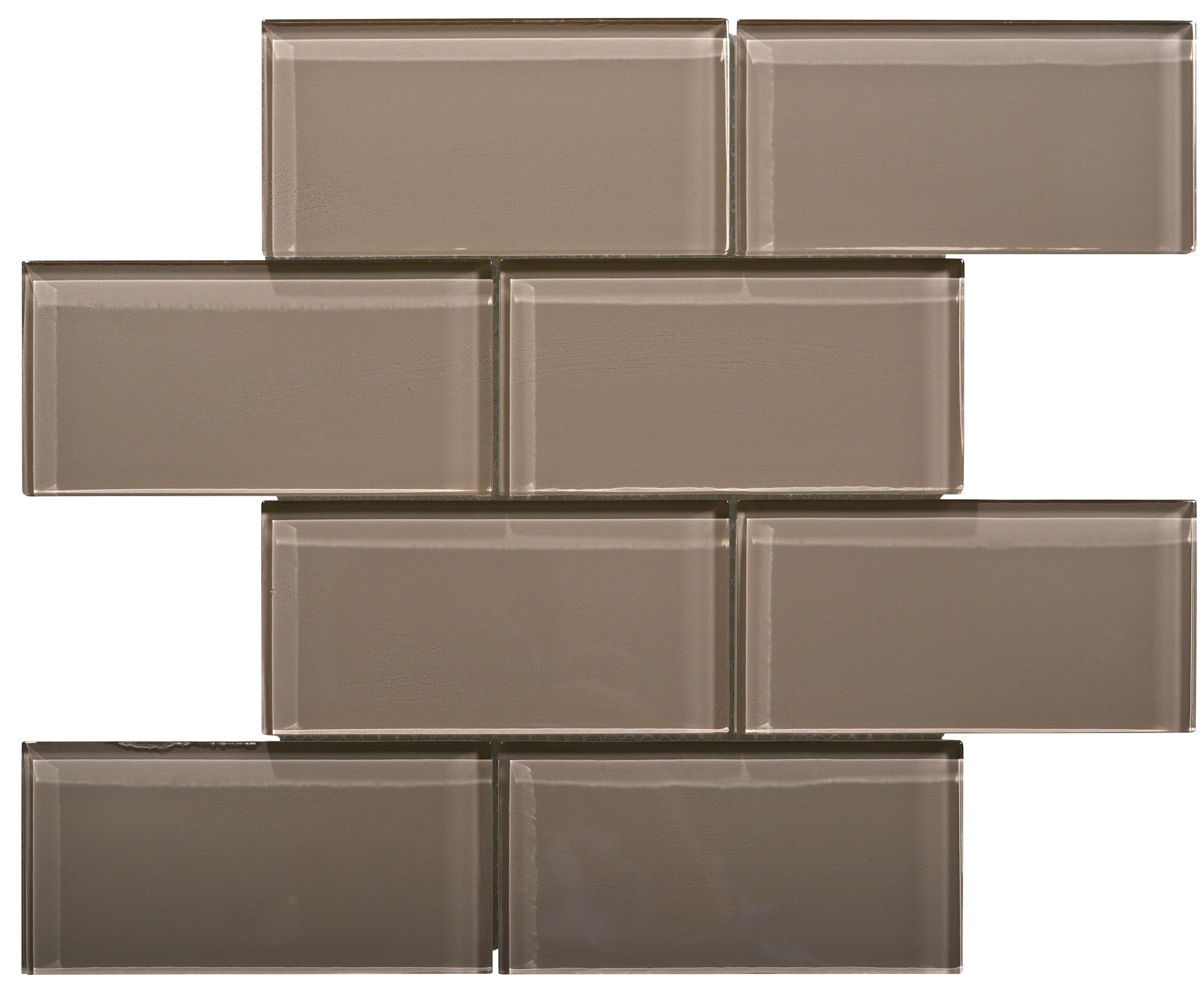 Glass Mosaic / 16 x 12 x 0.31 inches / Glossy Large Glass Subway Tile In Beige 0