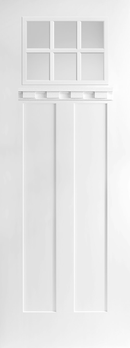 White / Oil Rubbed Bronze Hinge 36" x 96" PH Painted 6-Lite with Clear Glass Craftsman Fiberglass Door 0