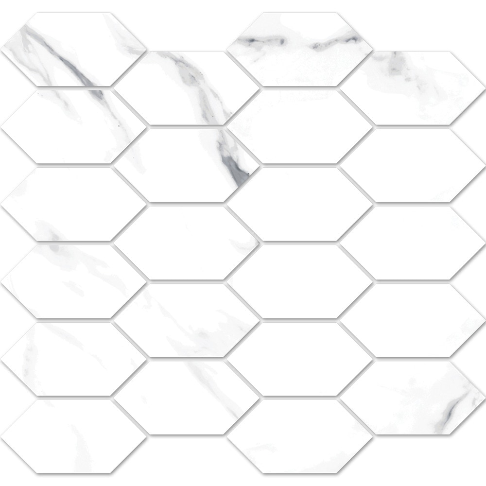 Salerno Porcelain Tile Statuario Marble Statuario Extra 2 X4 Diamond Mosaic 12 X12 Sheet Matte Glossy Blend